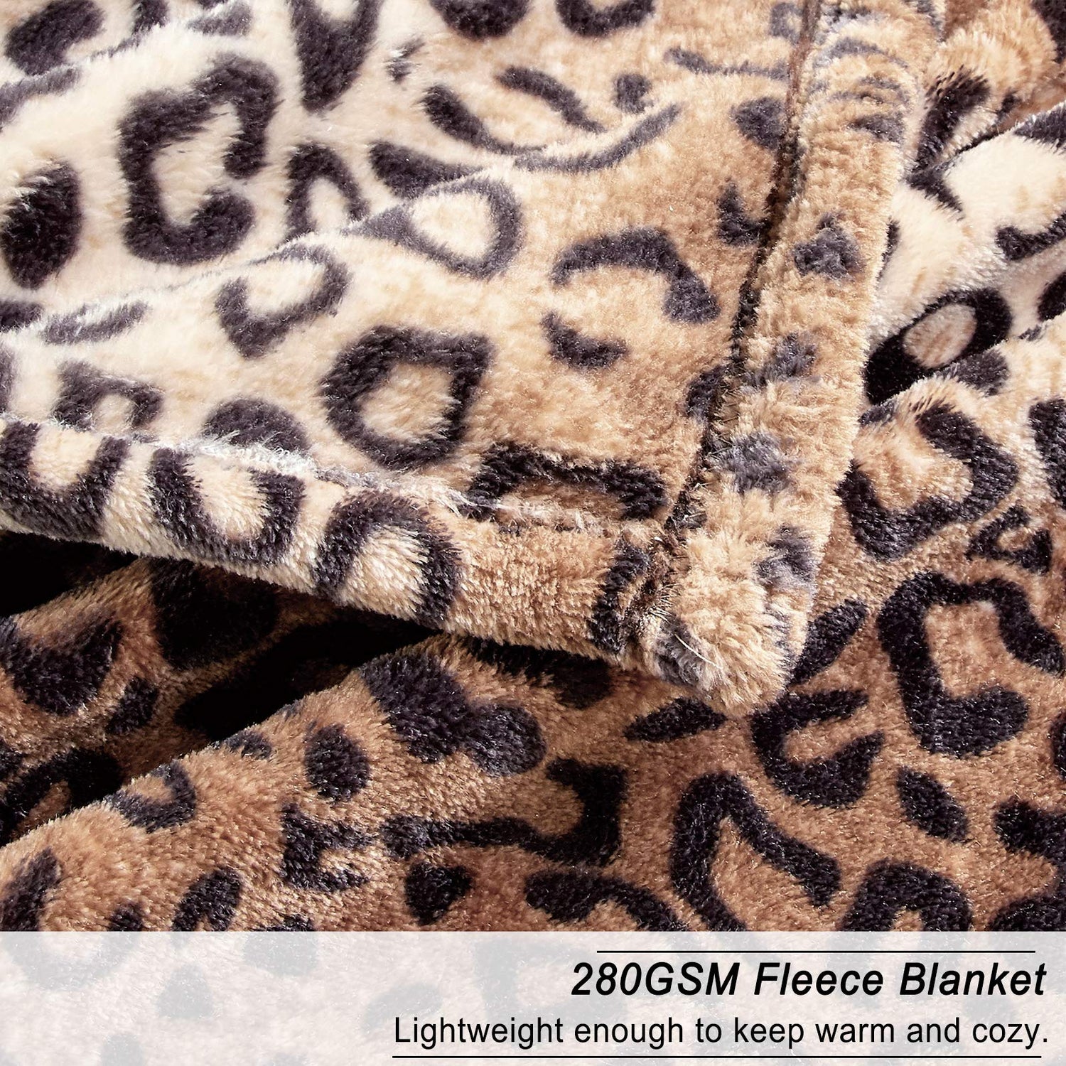 Flannel Fleece Throw Size 50x60, Lightweight Blanket for Couch, Super Soft Cozy Warm, Leopard Print