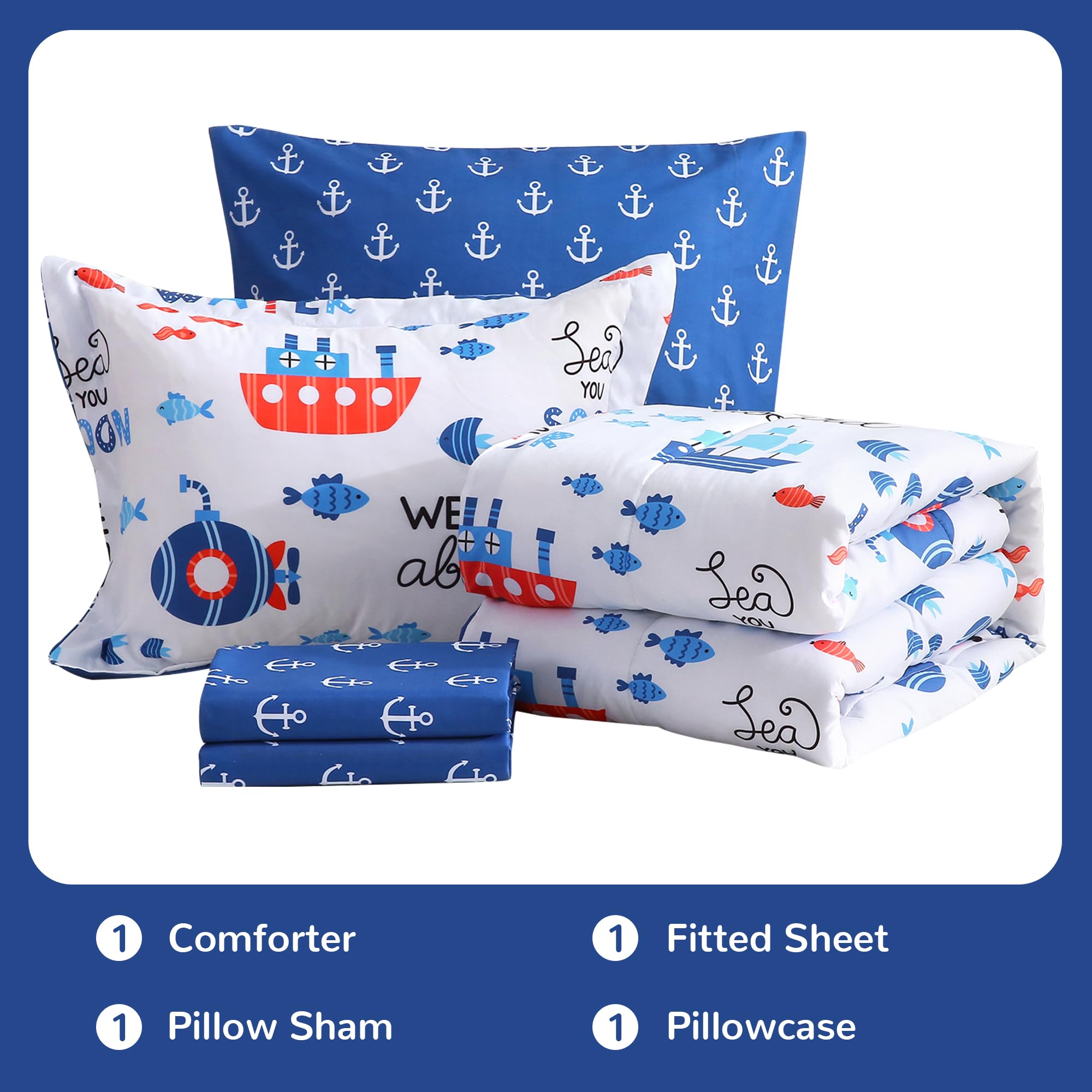 Ocean Navigation Kids Comforter Sets– 5 or 7 Piece Options