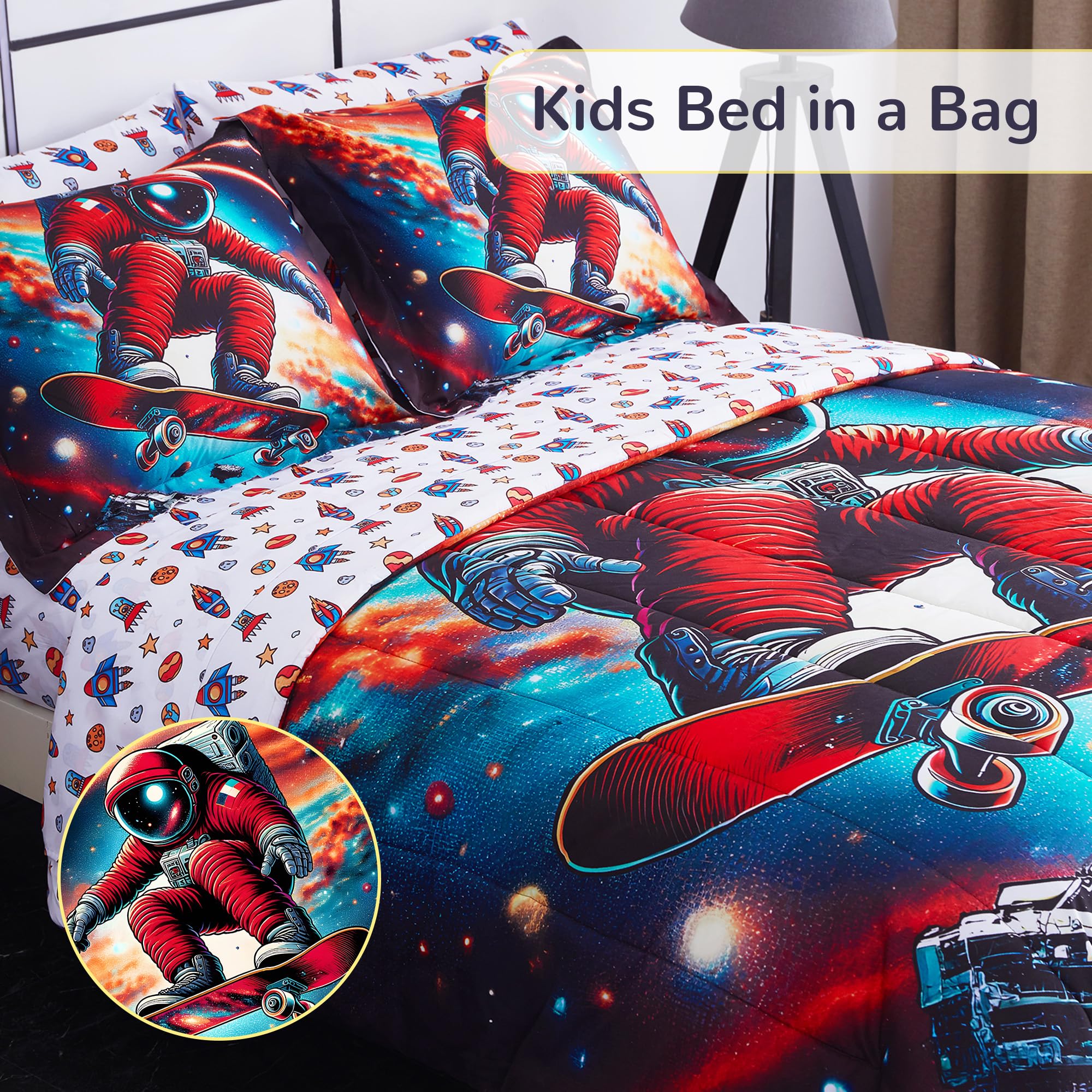 Space Astronaut Kids Comforter Sets– 5 or 7 Piece Options