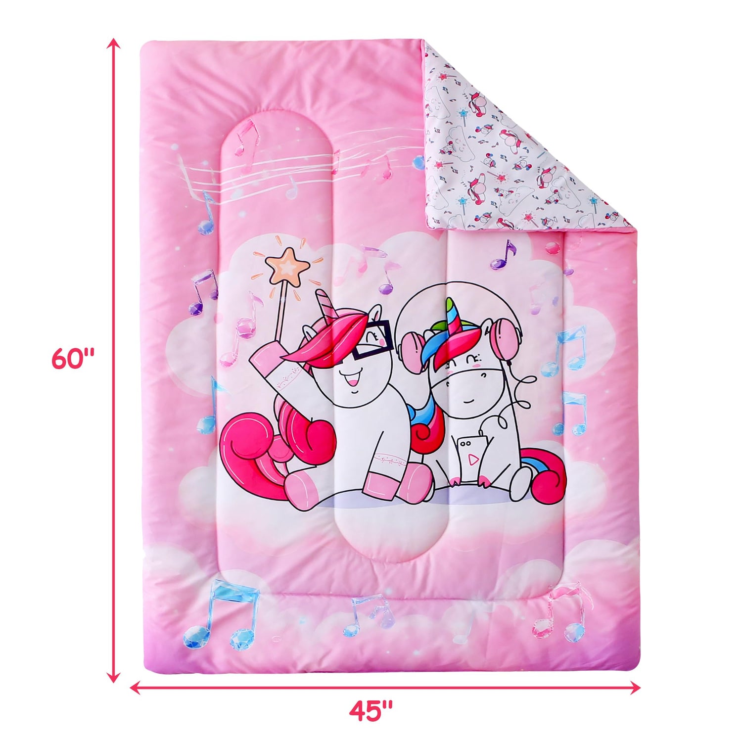 Music Unicorn Toddler Comforter Set– 4 Piece