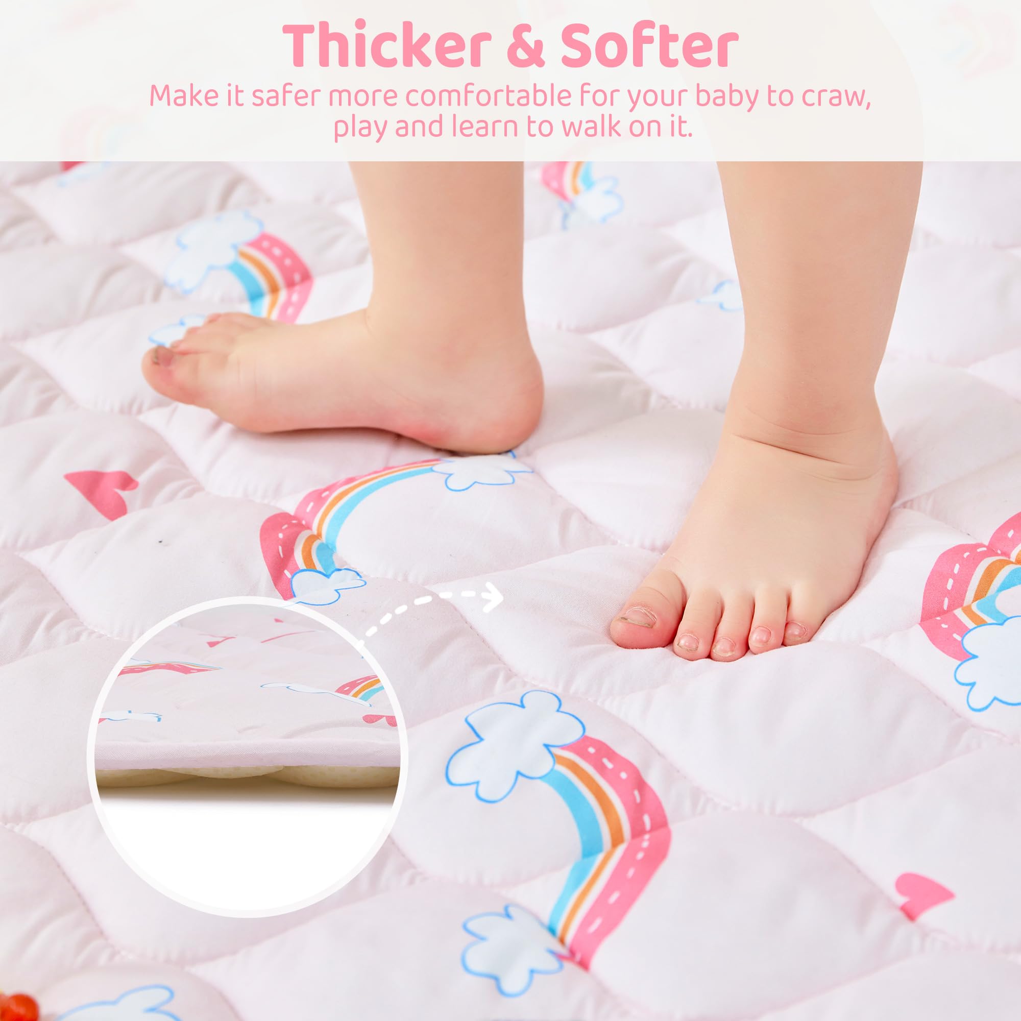 Pink Rainbow Baby Play Mat 50 x 50
