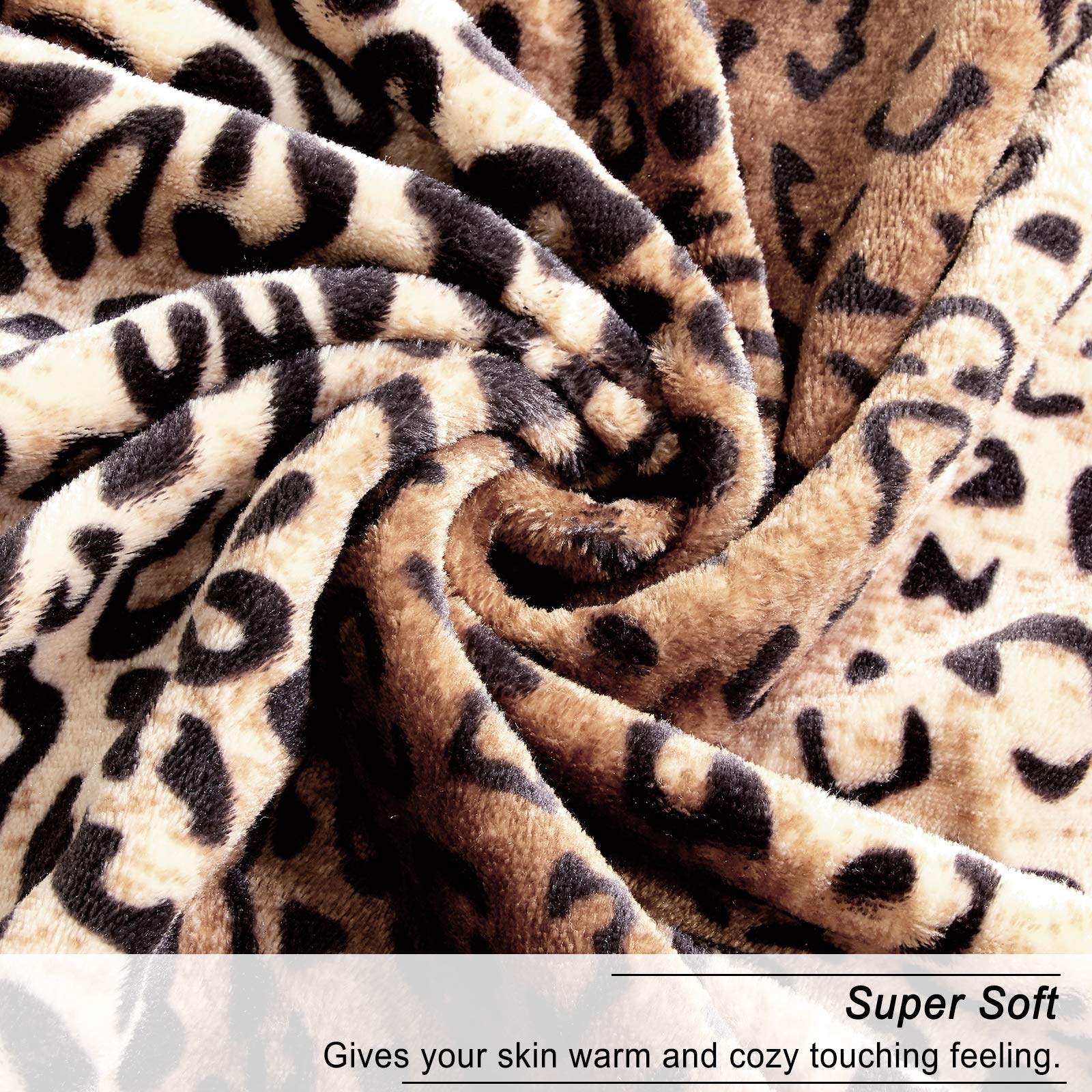 Flannel Fleece Throw , Lightweight Blanket for Couch, Super Soft Cozy Warm, Leopard Print