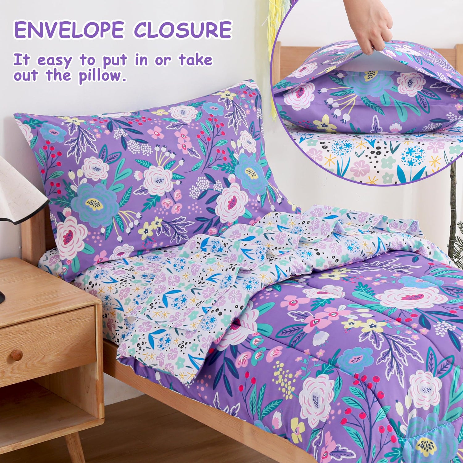 Purple Flower Toddler Bedding Set