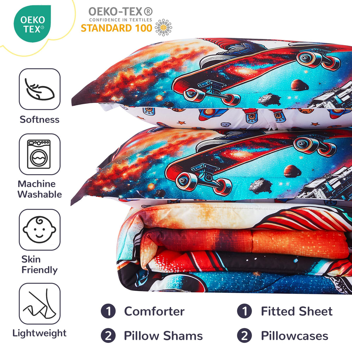 Space Astronaut Kids Comforter Sets– 5 or 7 Piece Options