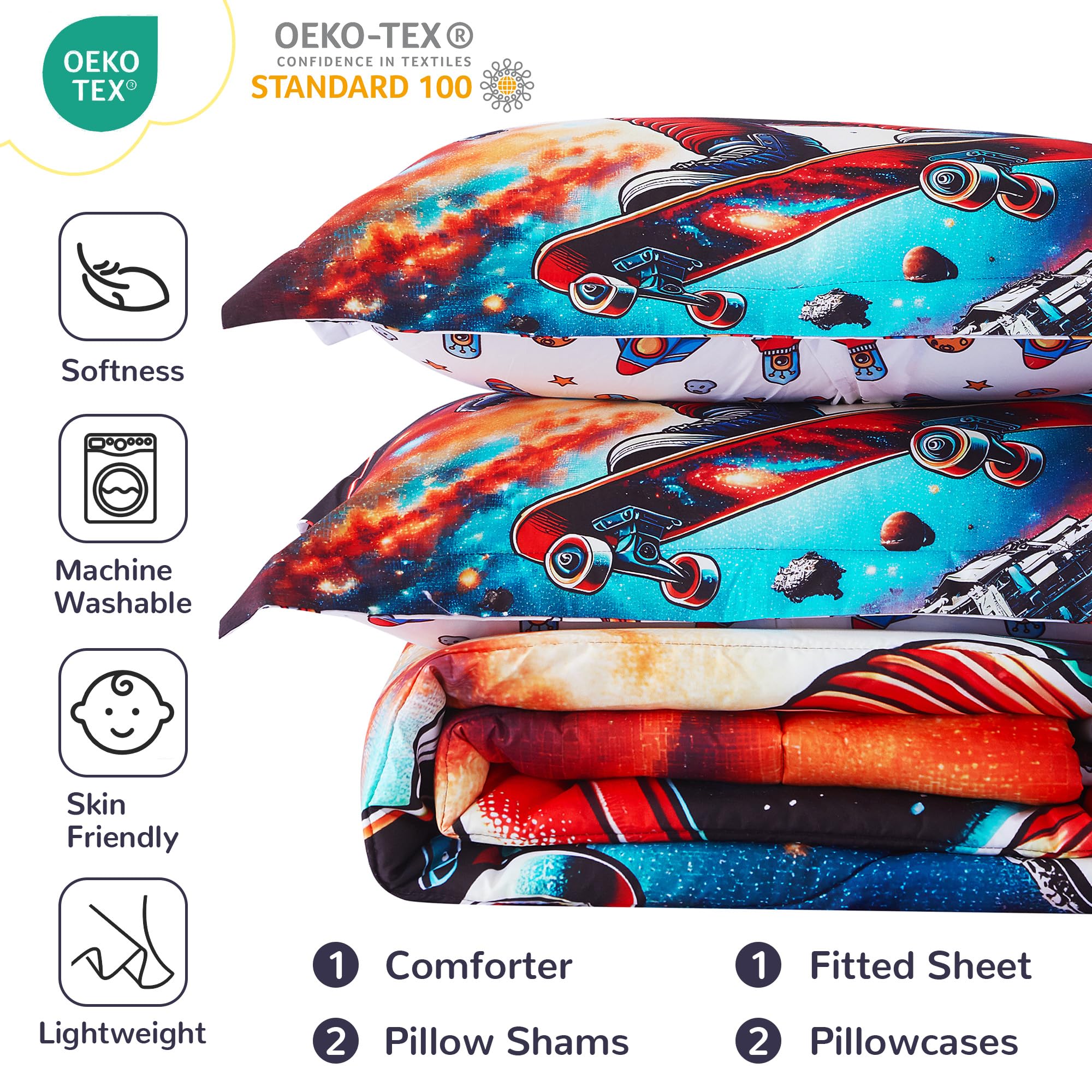 Space Astronaut Kids Comforter Sets– 5 or 7 Piece Options