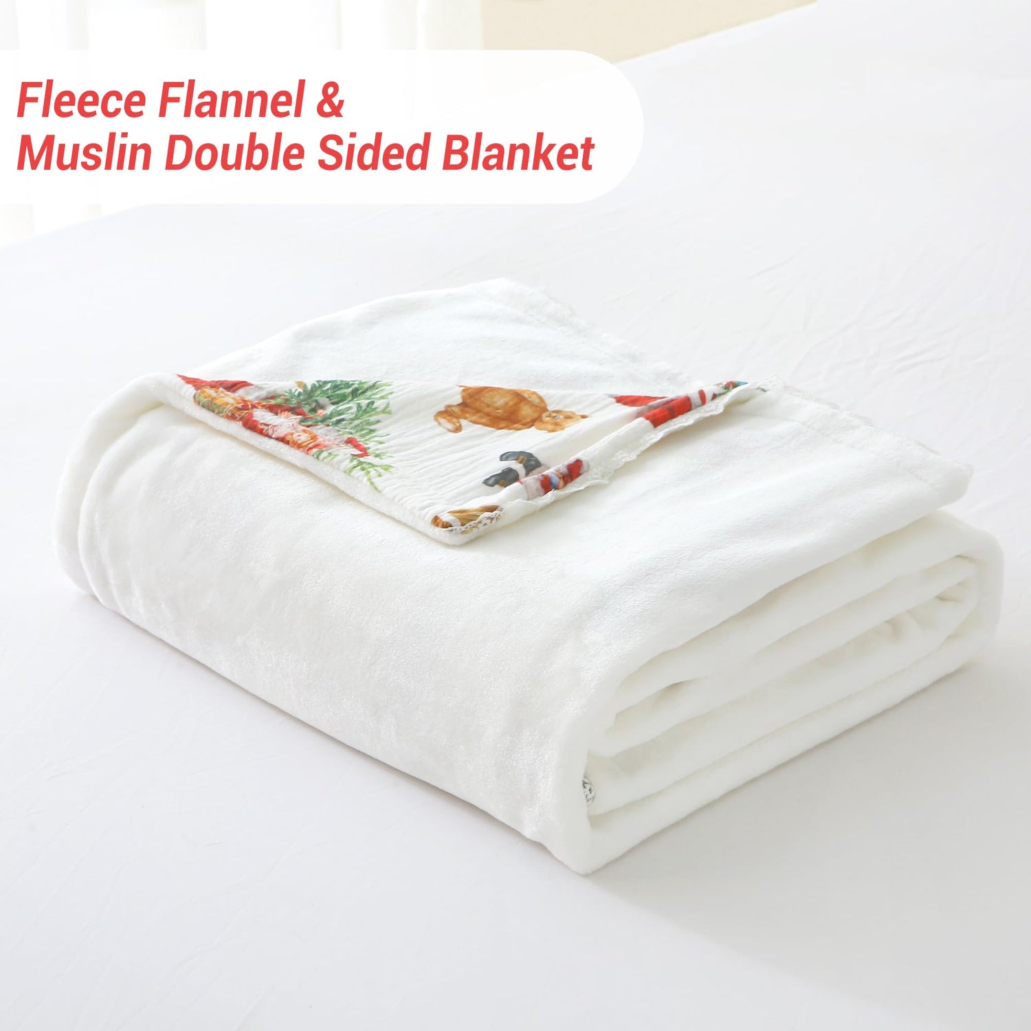 Christmas Throw Blanket Reversible Muslin Blankets 50x70 inch