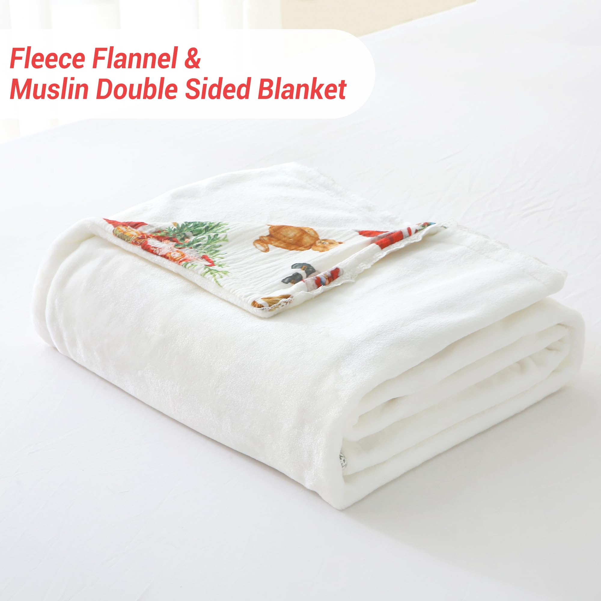 Christmas Throw Blanket Reversible Muslin Blankets 50x70 inch