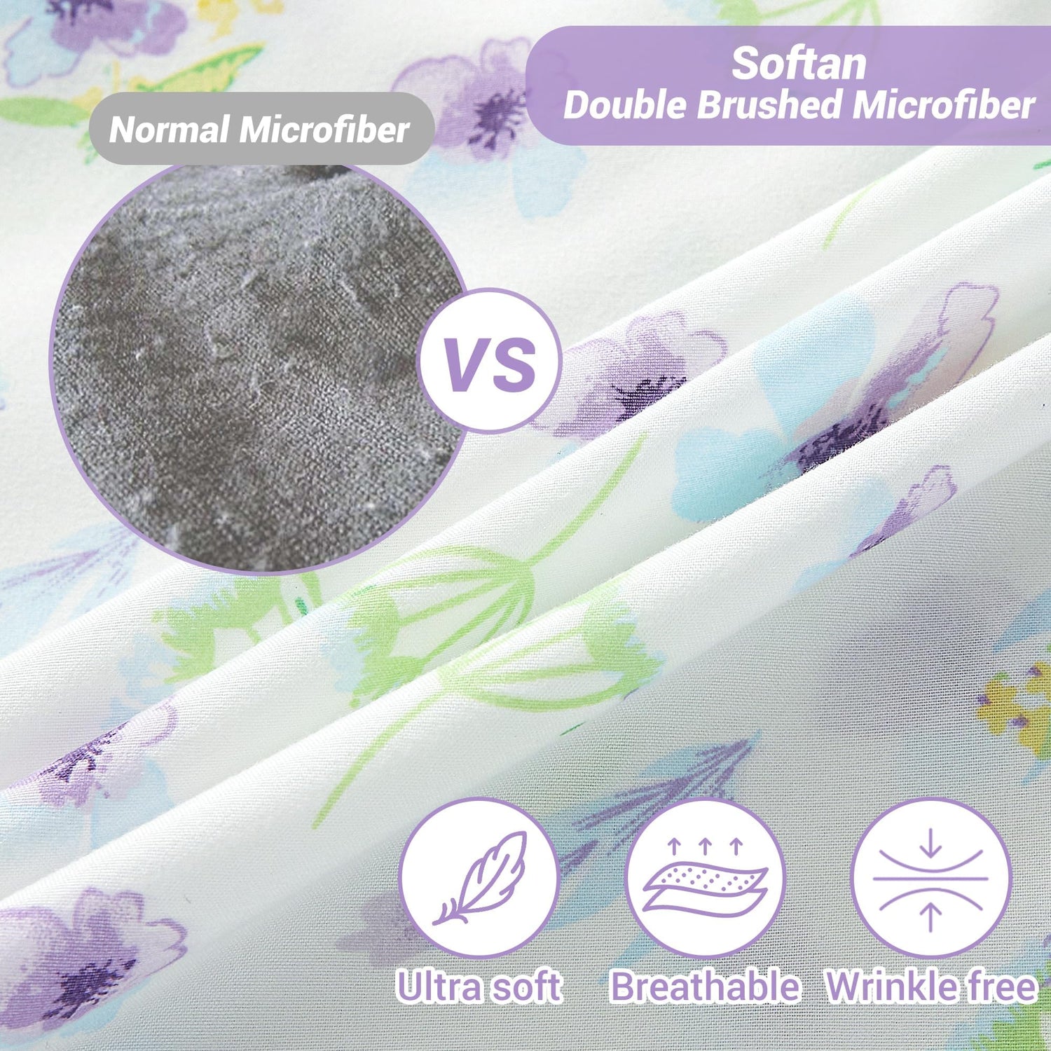 4 Piece Vintage Blue Dandelion Patterned Bed Sheets Set