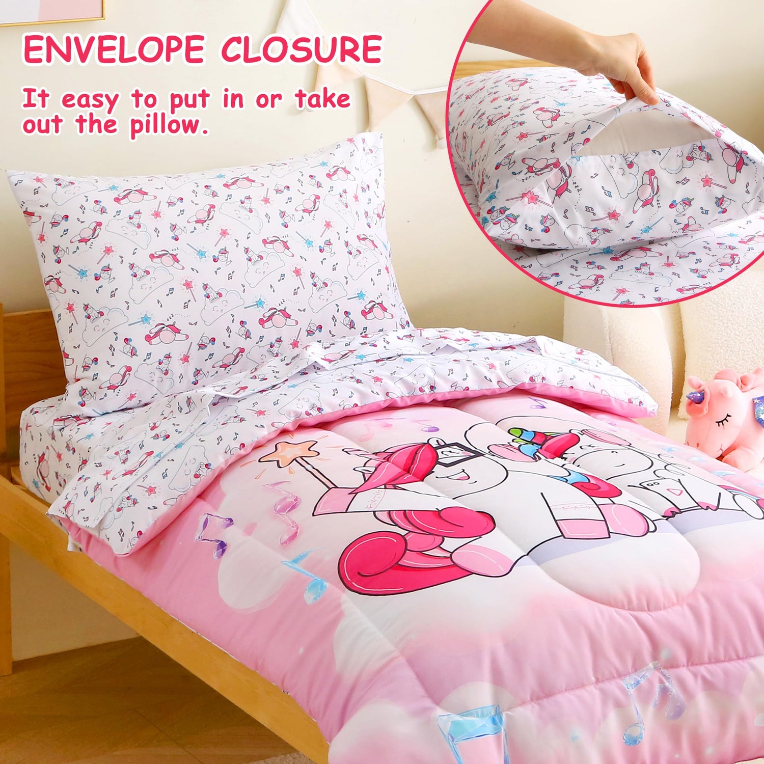 Music Unicorn Toddler Comforter Set– 4 Piece