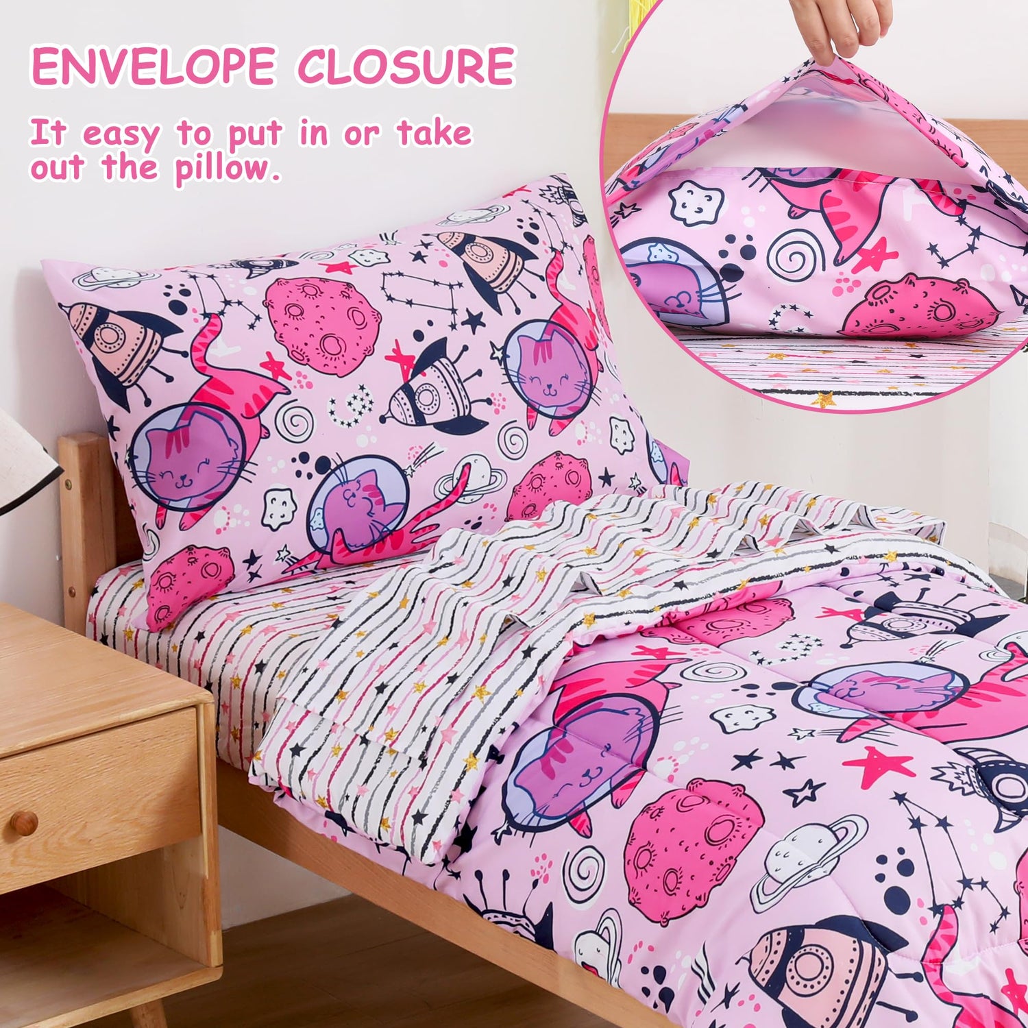 Space Cat Toddler Comforter Set– 4 Piece