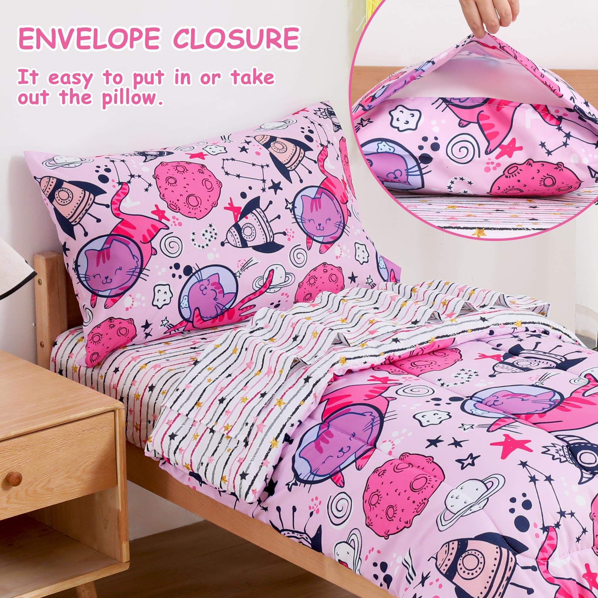 Space Cat Toddler Comforter Set– 4 Piece