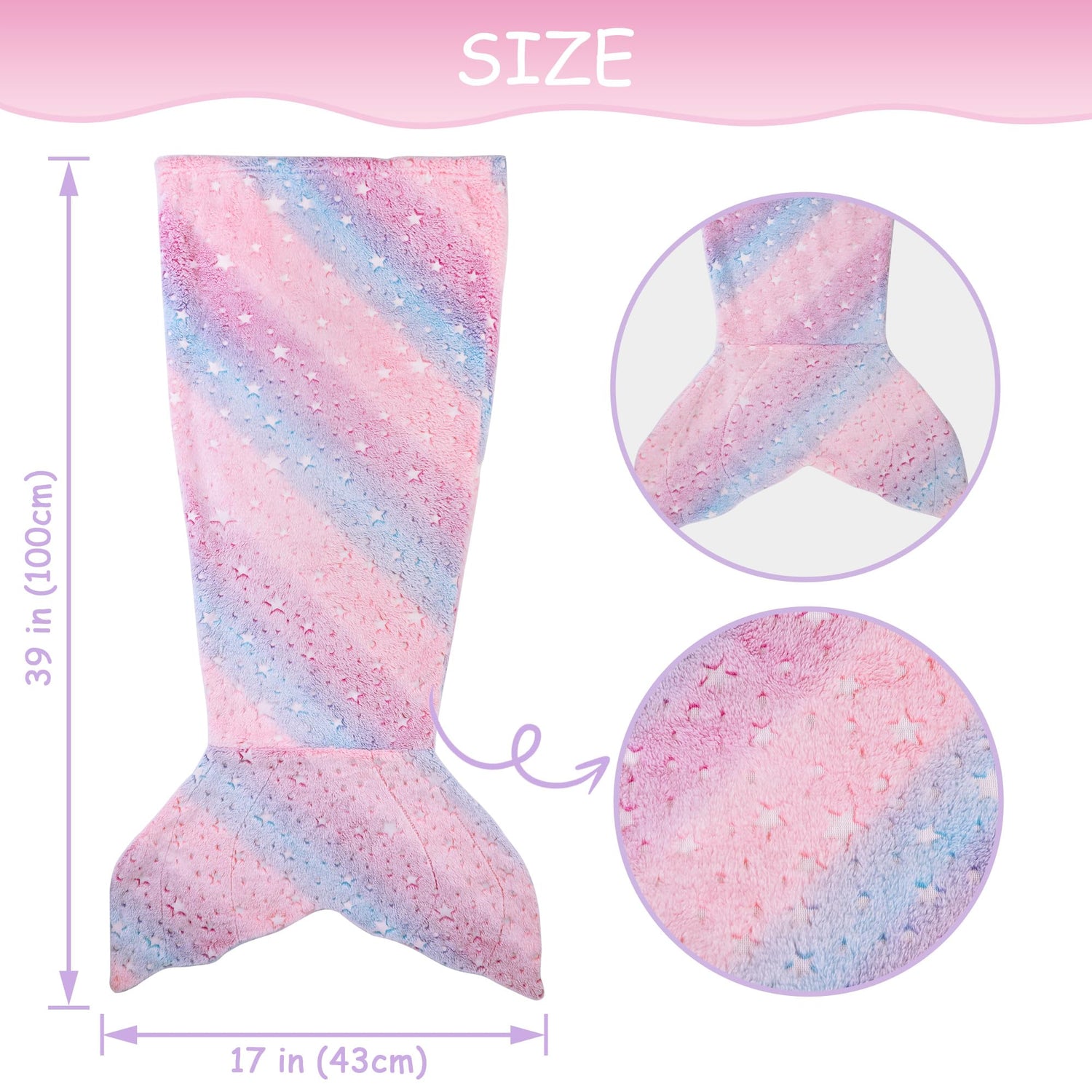 Multicolor Star Multicolor Star Kids Mermaid Tail Blanket