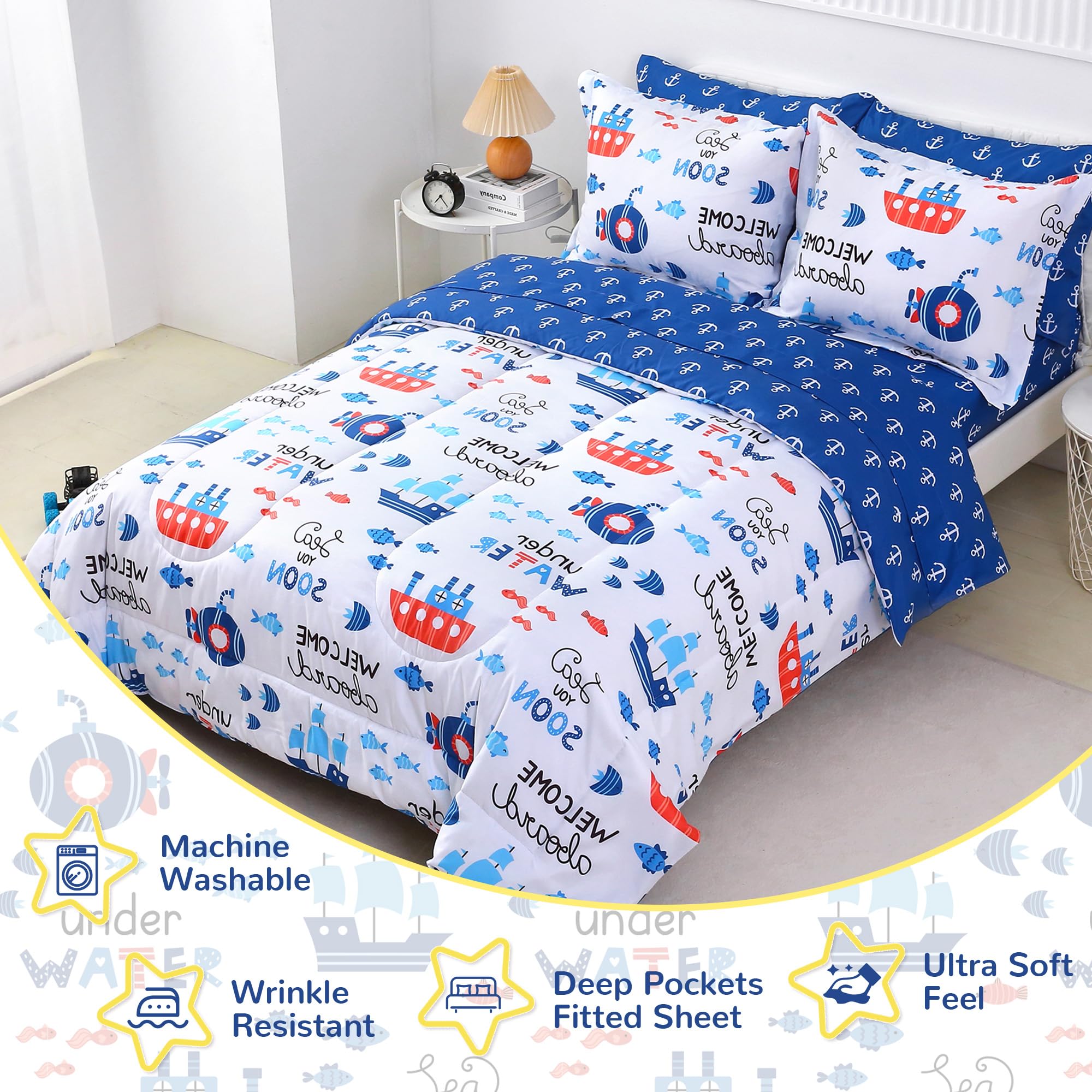Ocean Navigation Kids Comforter Sets– 5 or 7 Piece Options