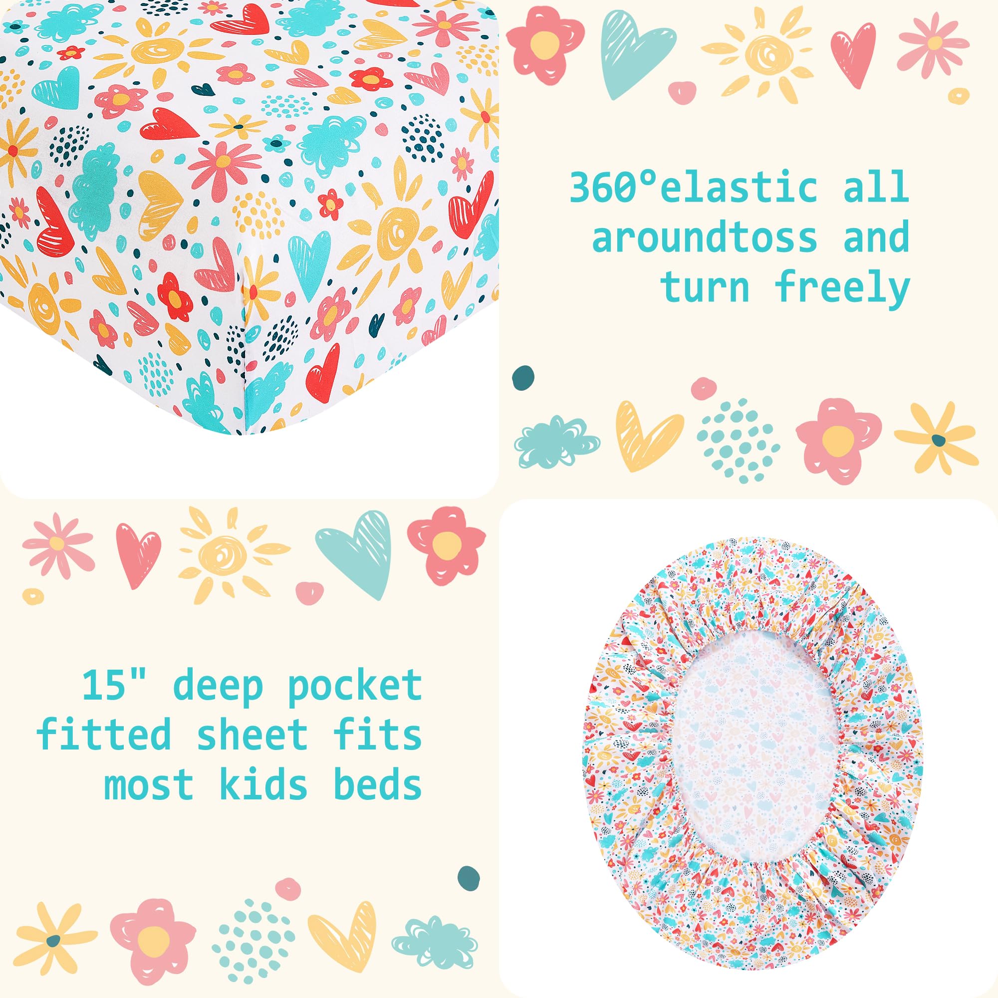 Colorful Flower Love Kids Bed Sheet Set