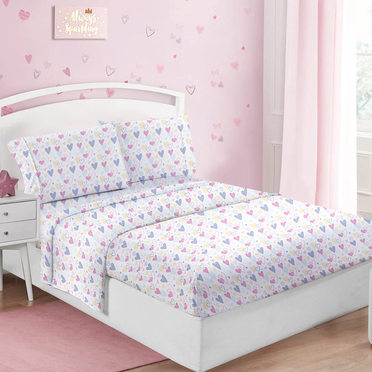Sweet Heart Fiesta Kids Bed Sheet Set Deep Pocket Double Brushed Microfiber