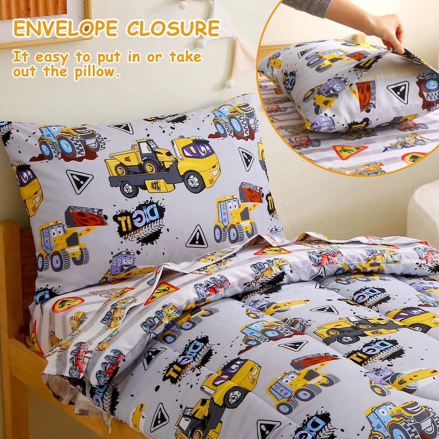 Heavy-Duty Vehicles Toddler Comforter Set– 4 Piece