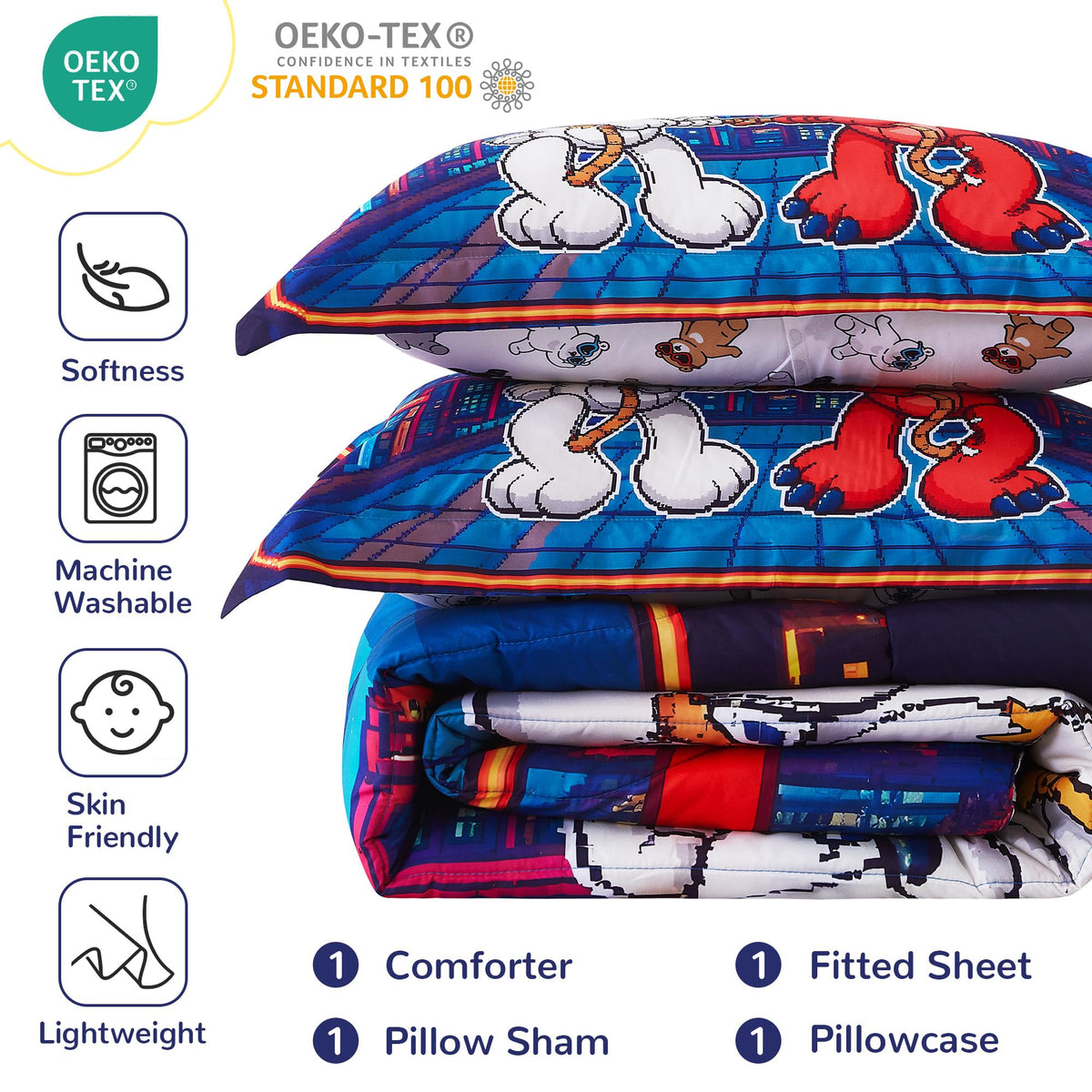Retro Arcade Game Kids Comforter Sets– 5 or 7 Piece Options