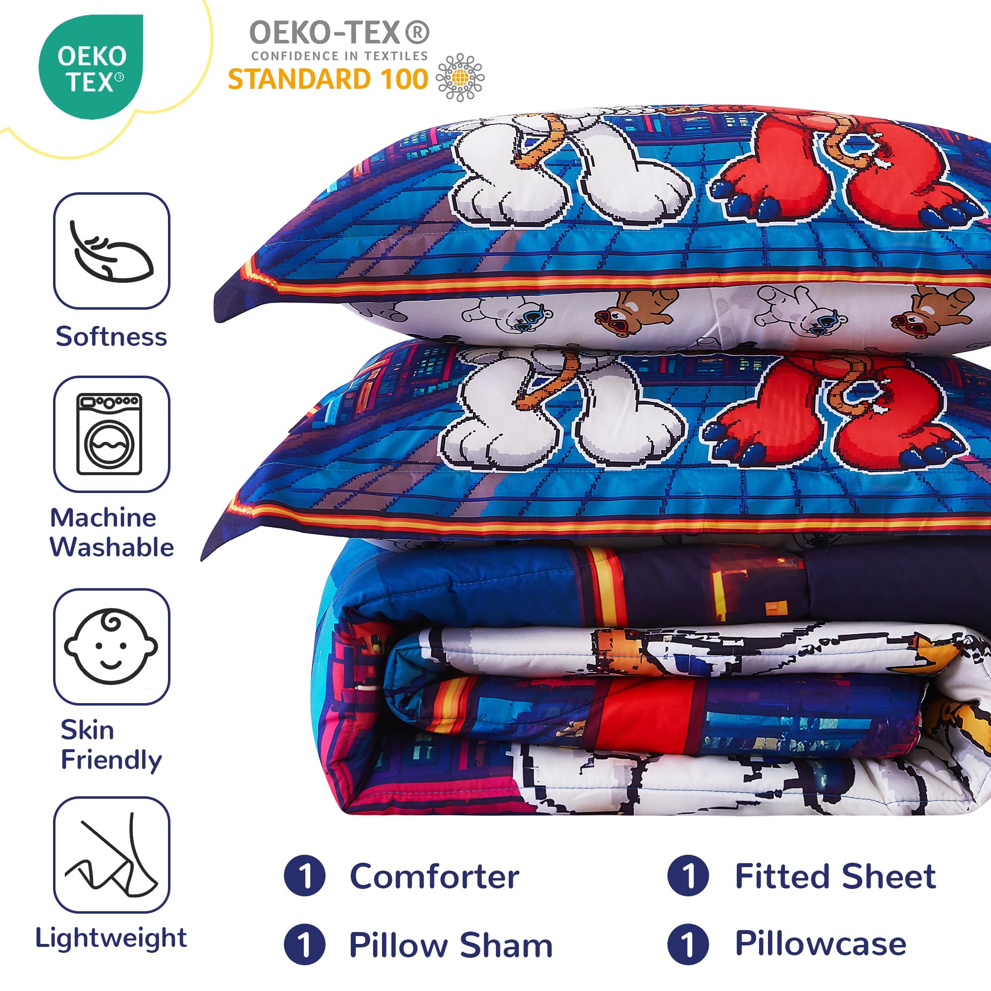 Retro Arcade Game Kids Comforter Sets– 5 or 7 Piece Options