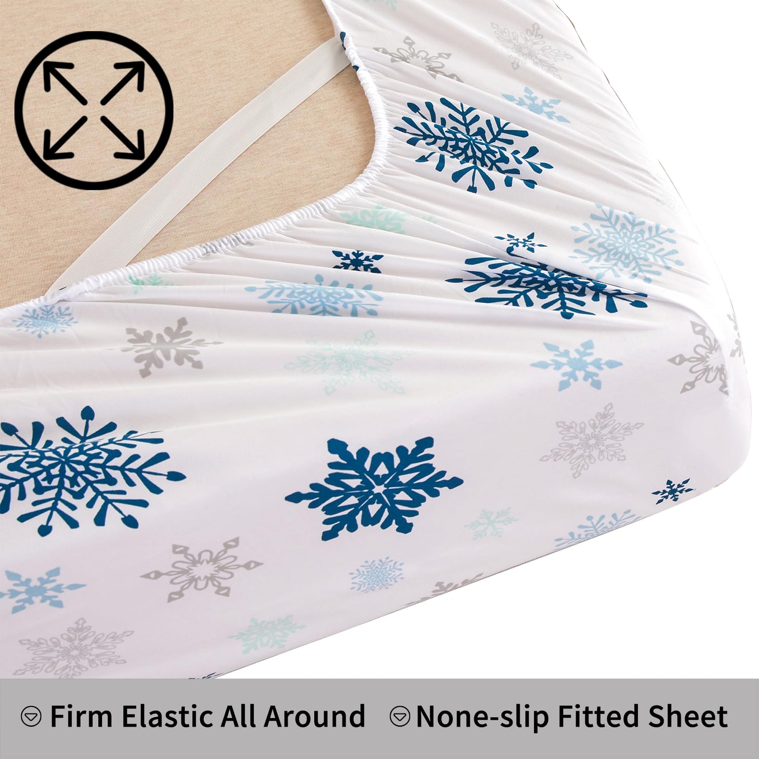 4 Piece Snowflake Patterned Bed Sheets Set