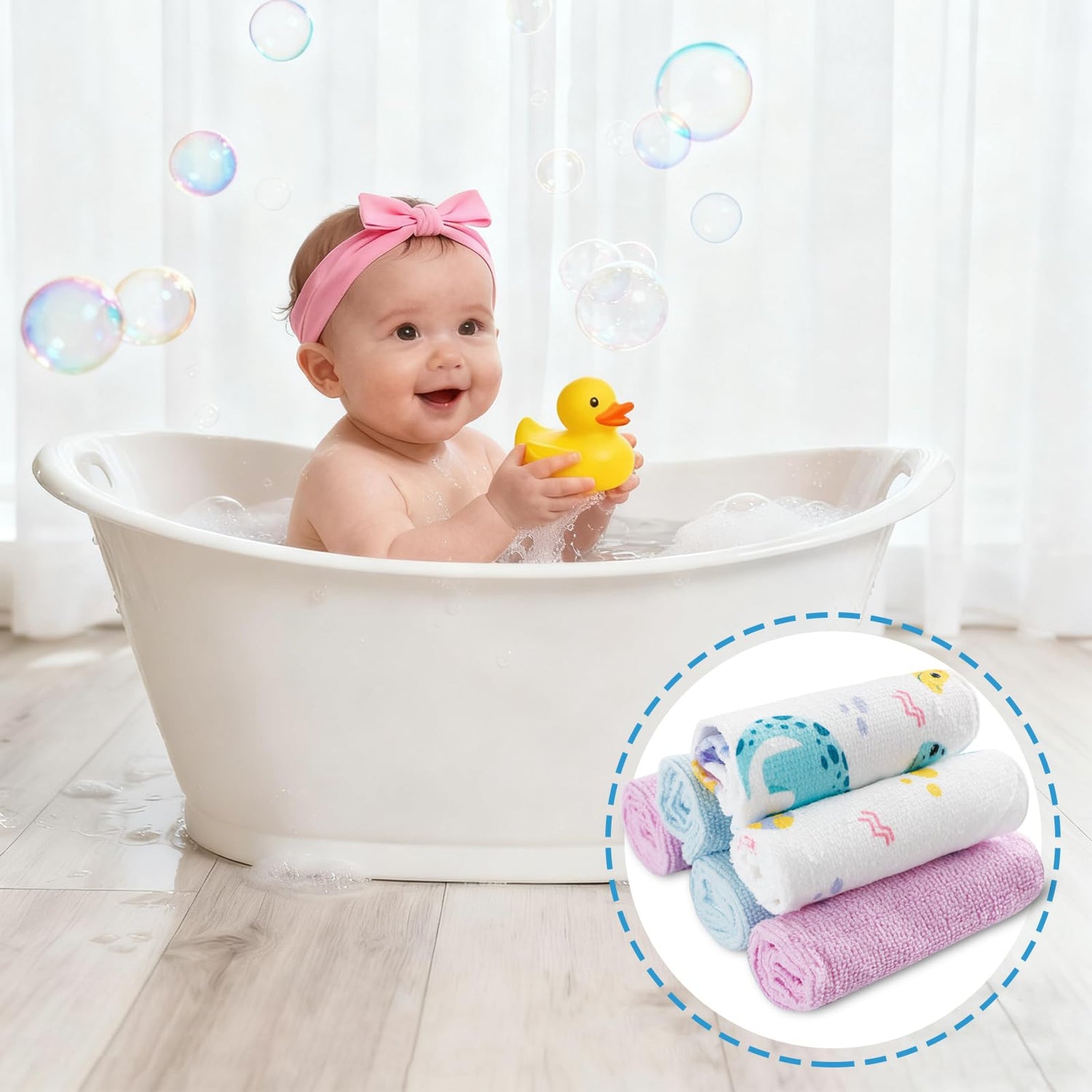 Purple Dinosaur 9x9 Baby Washcloths