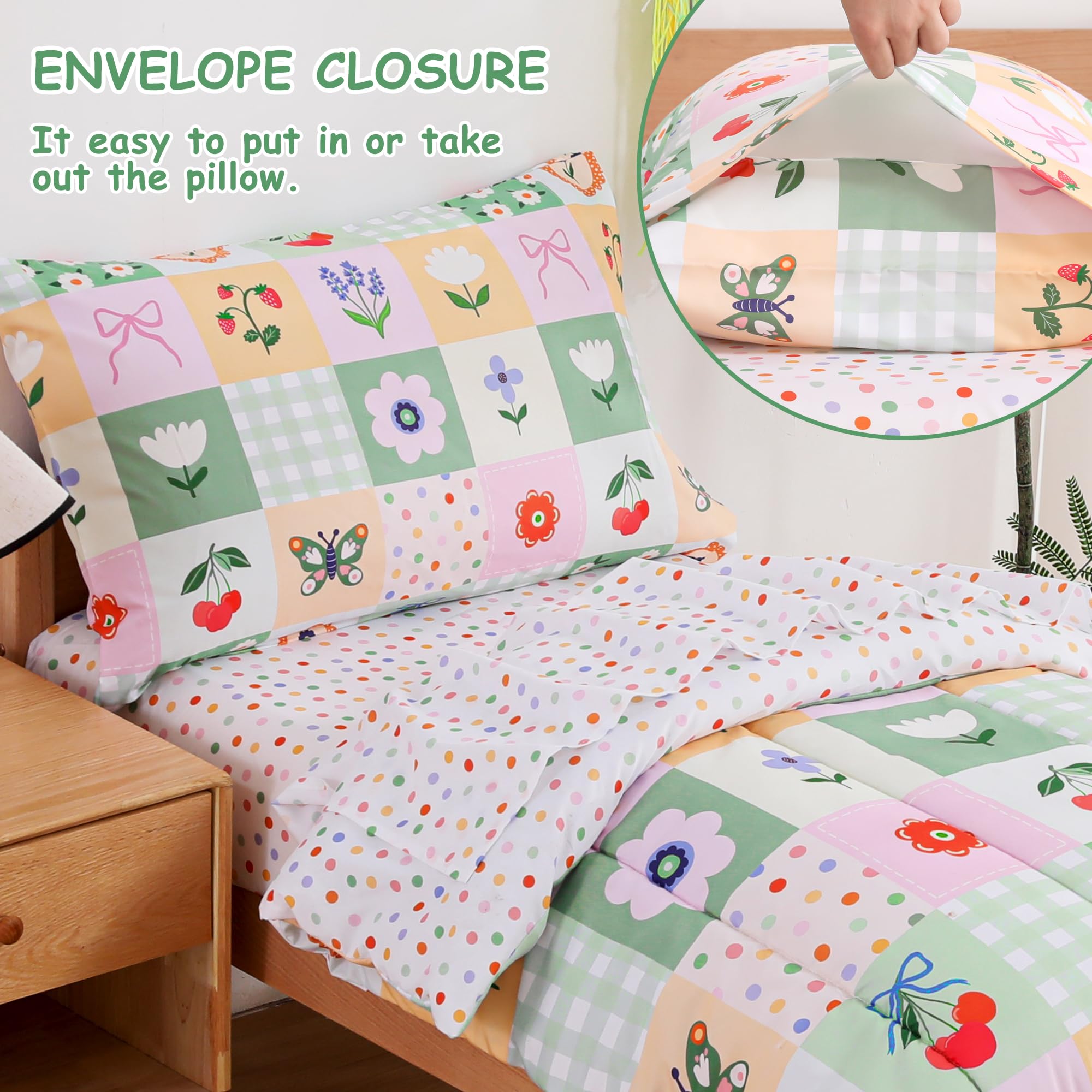 Floral Butterfly Toddler Comforter Set– 4 Piece