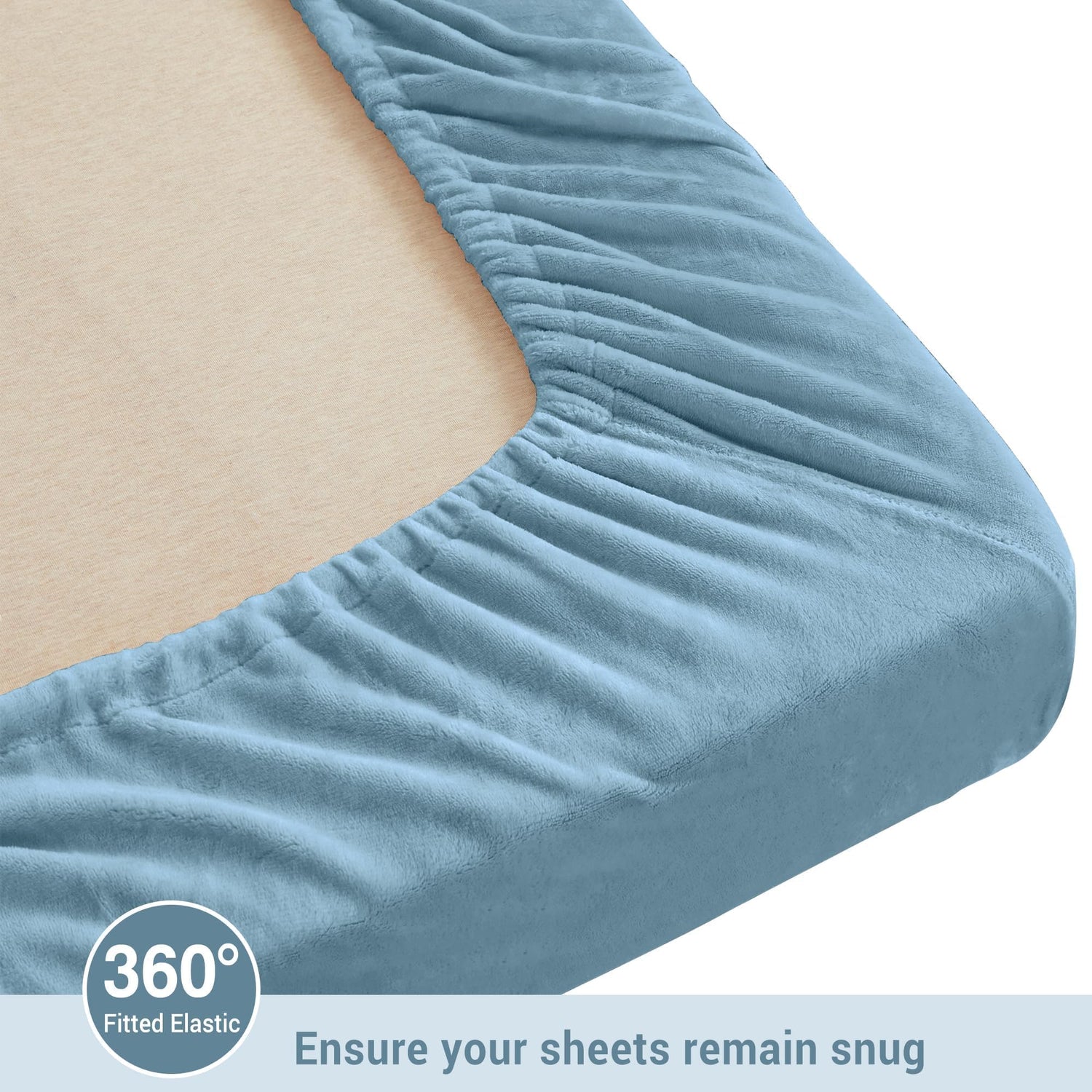 Light Blue Printed Micro Fleece Bed Sheet Set