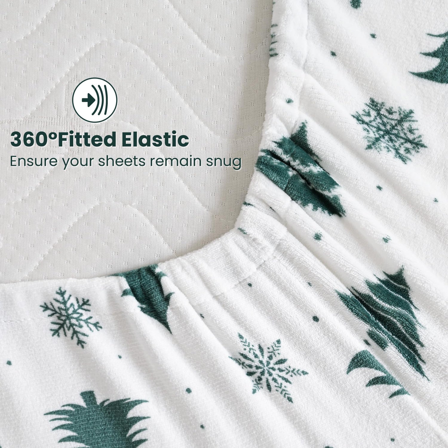 White Deer Snowflake Printed Micro Fleece Bed Sheet Set