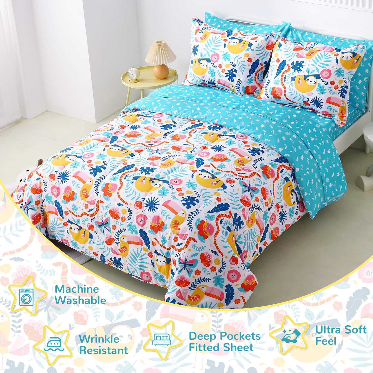 Sloth Kids Comforter Sets for Girls