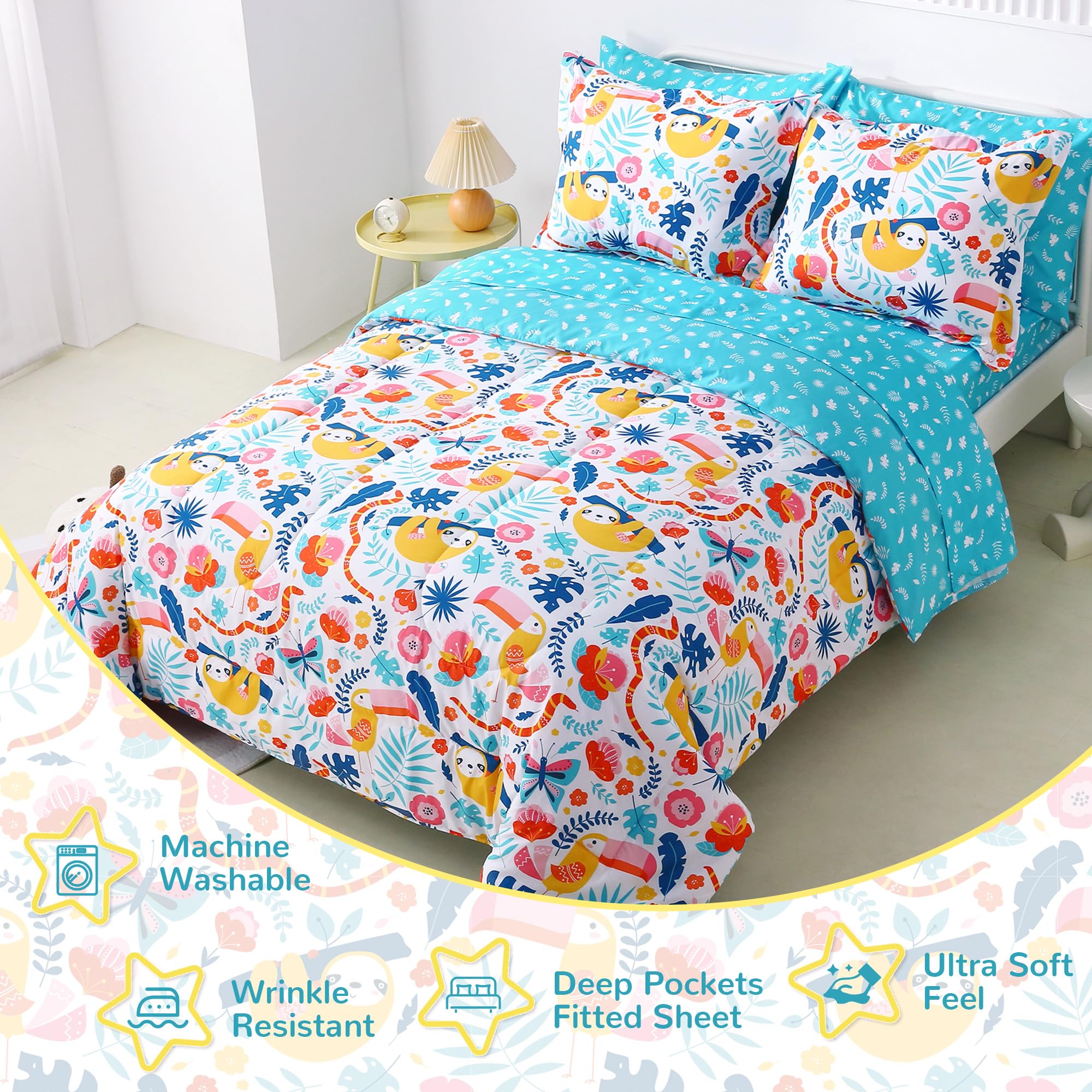 Sloth Kids Comforter Sets– 5 or 7 Piece Options
