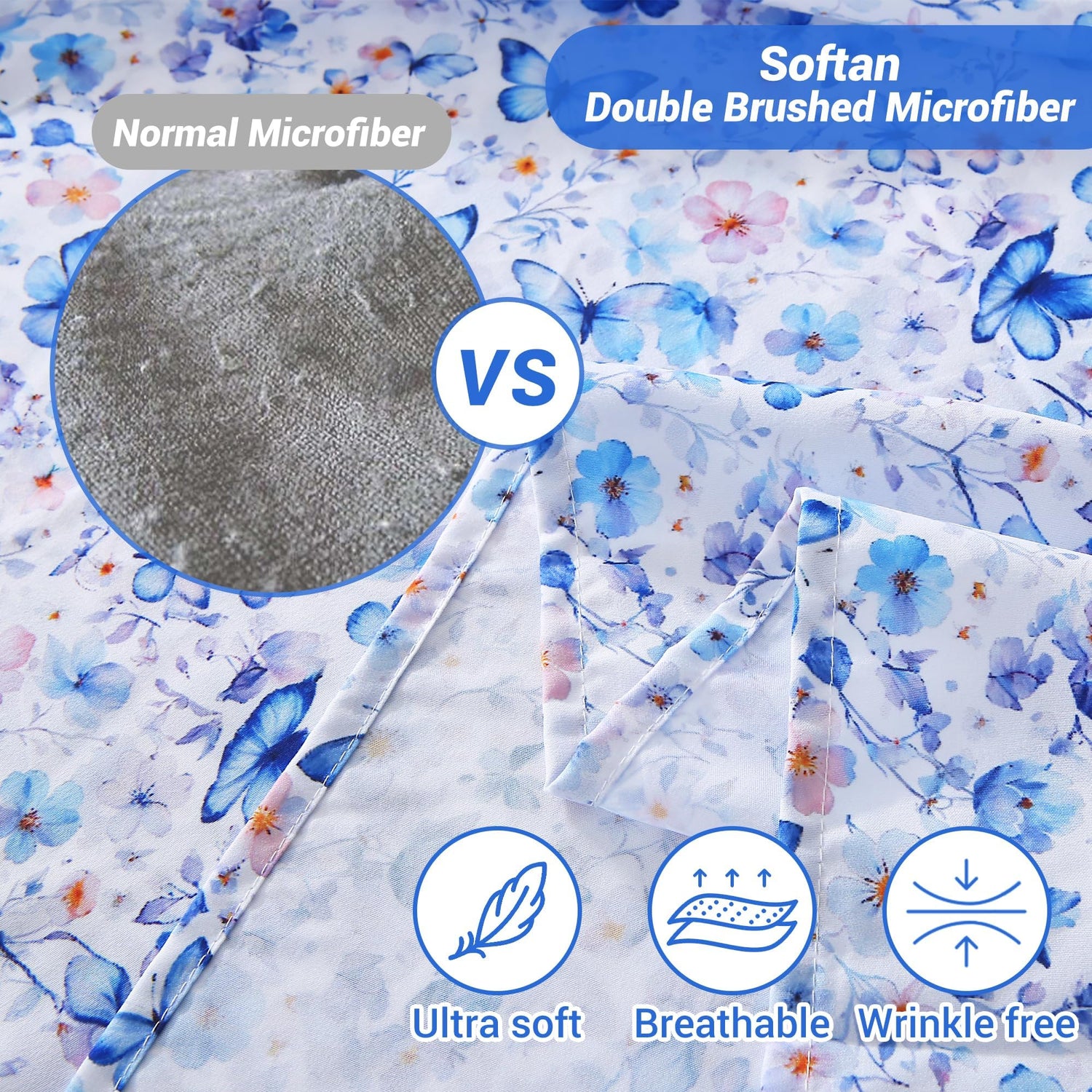 4 Piece Vintage Butterfly Patterned Cozy Bed Sheets & Pillowcase Sets