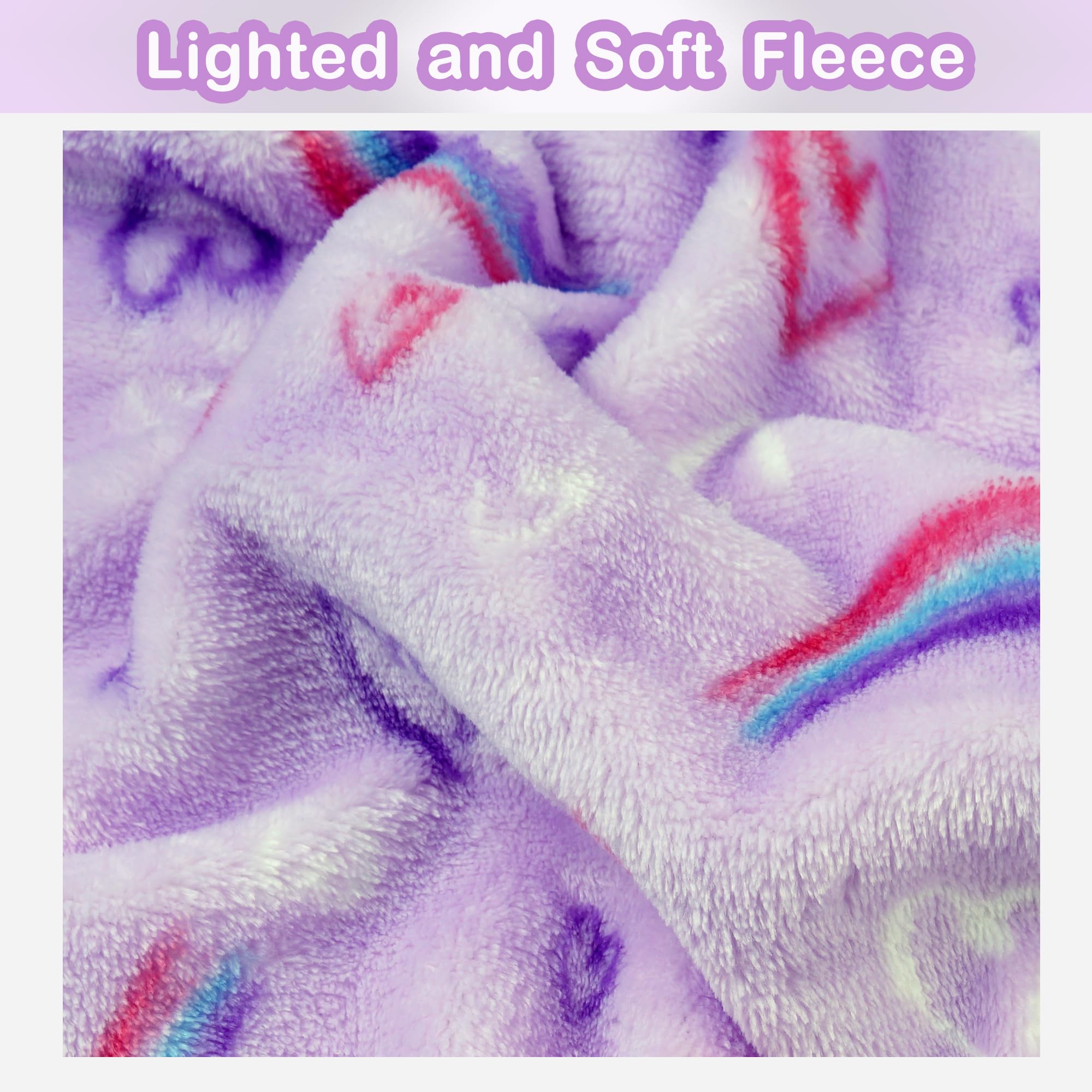 Purple Rainbow Kids Throw Blanket for Boys and Girls Soft Cozy Flannel