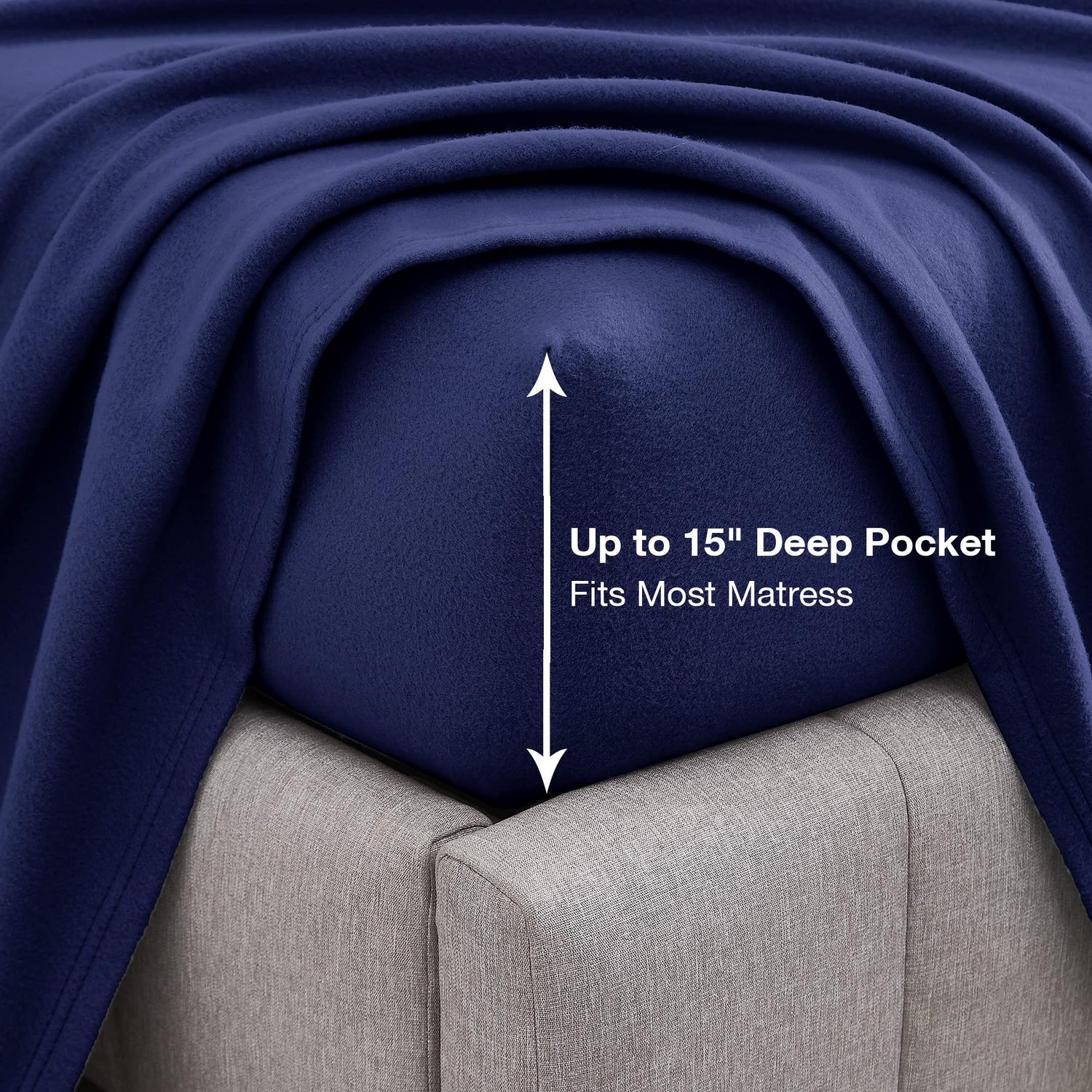 Navy Printed Micro Fleece Bed Sheet Set
