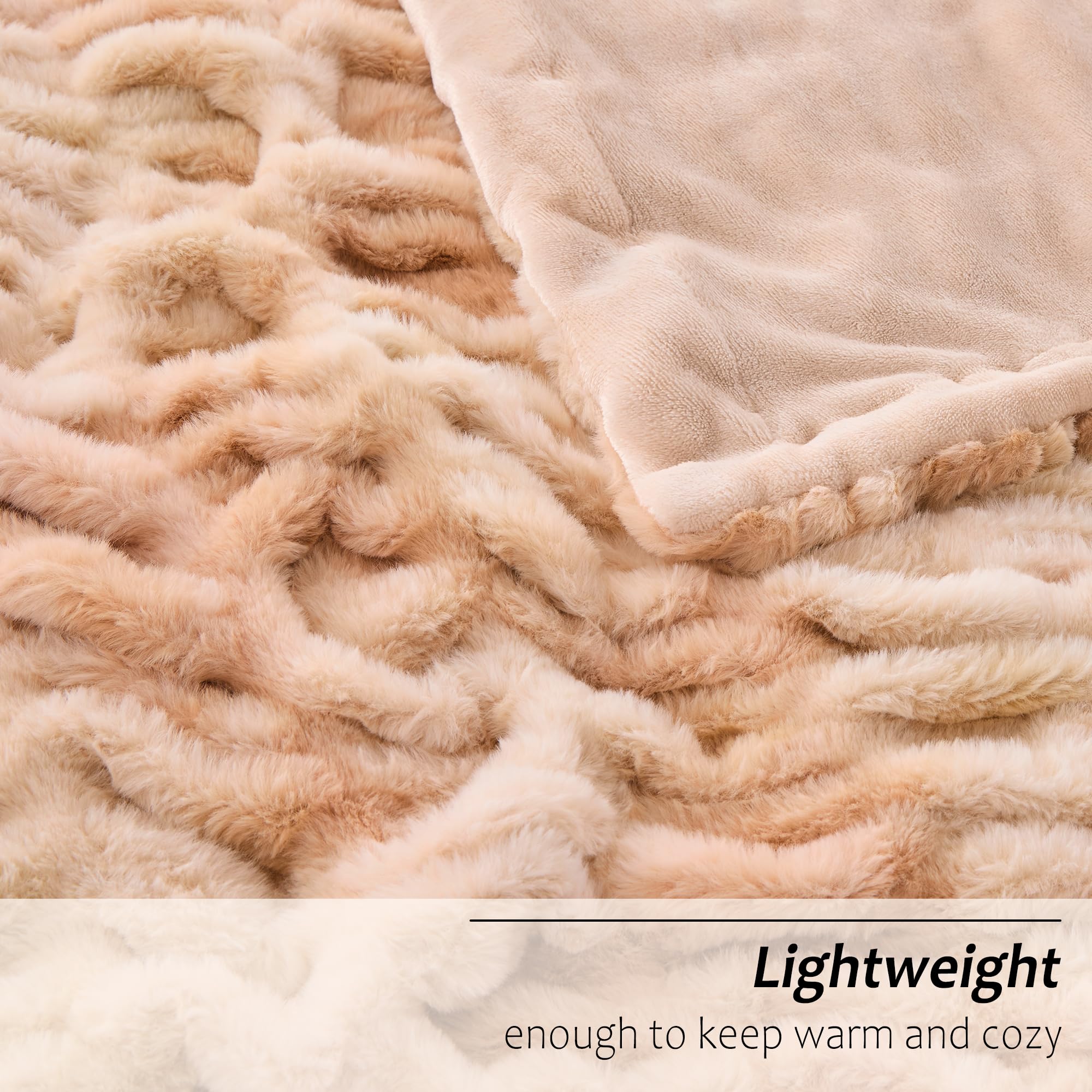 Light Beige Warm Fuzzy Faux Fur Blanket