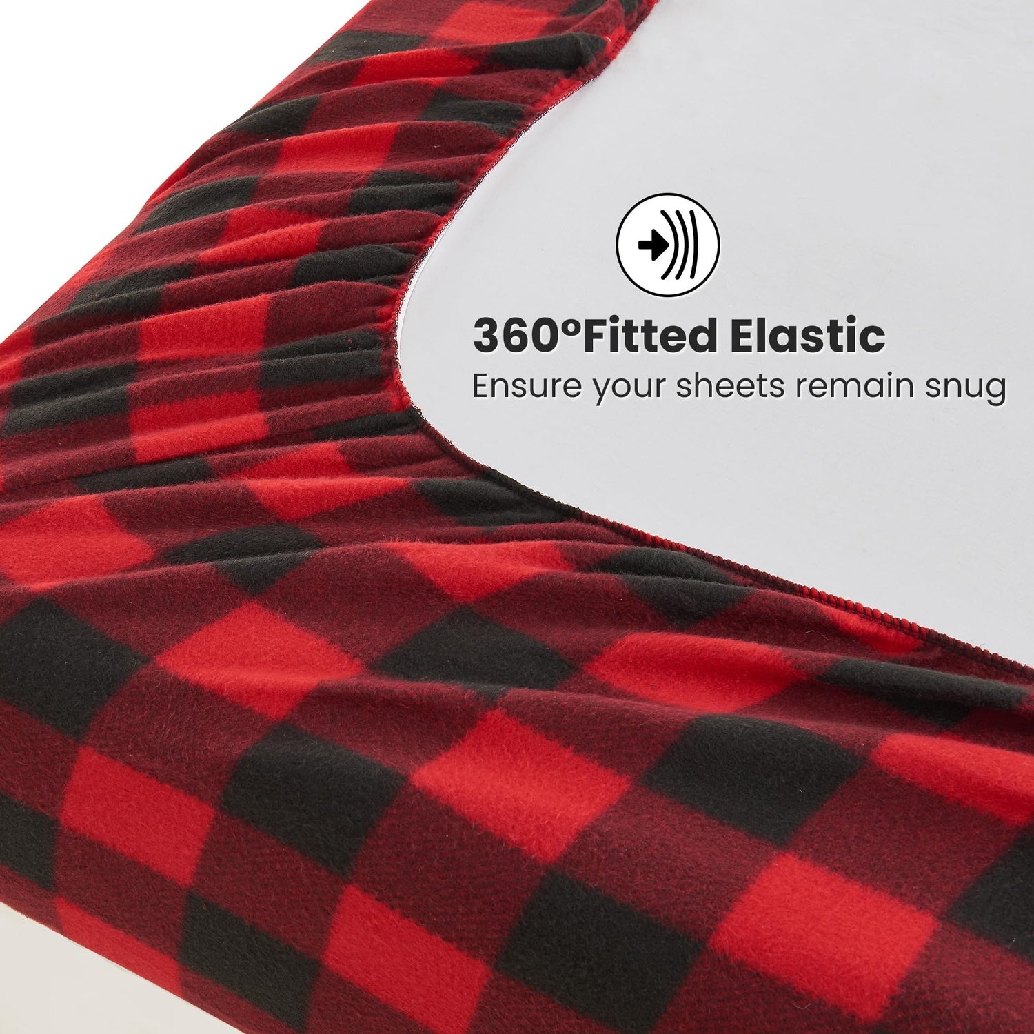 Red and Black Plaid Printed Micro Fleece Bed Sheet Set