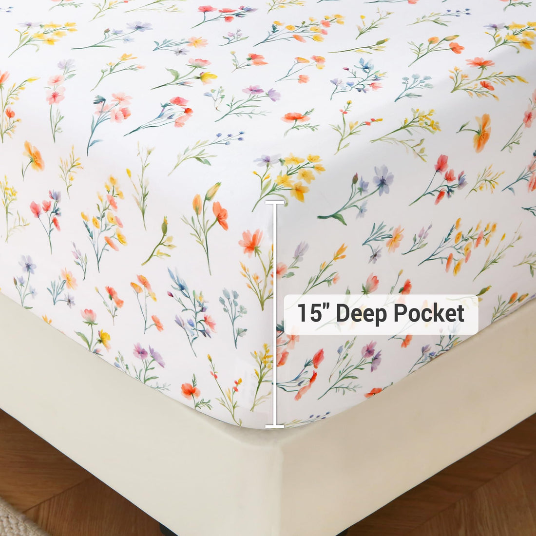 Colorful Tiny Blossom Bed Sheet Set Deep Pocket Double Brushed Microfiber
