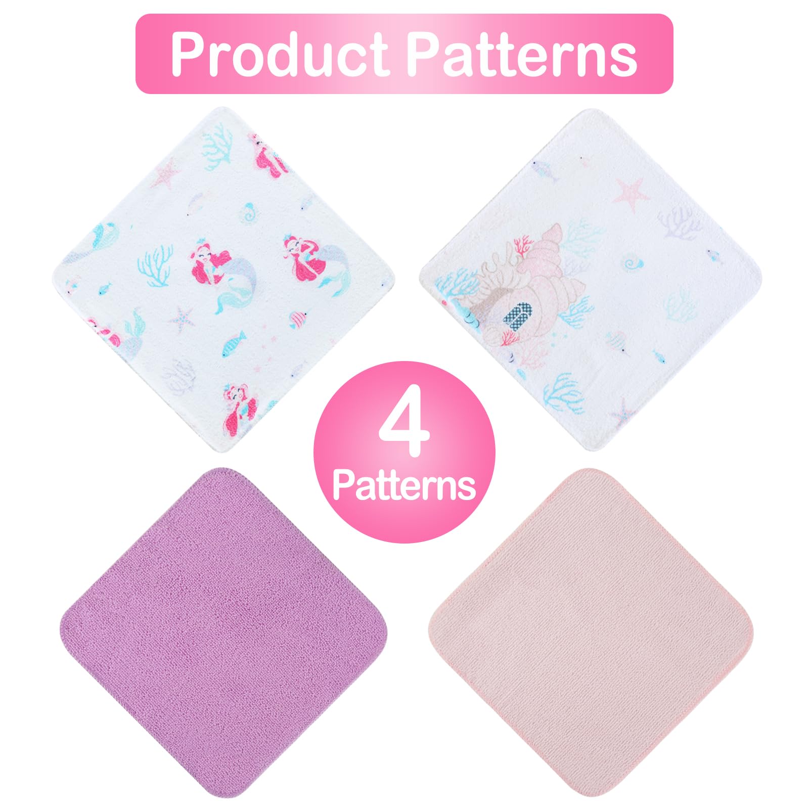 Pink-mermaid 9x9 Baby Washcloths