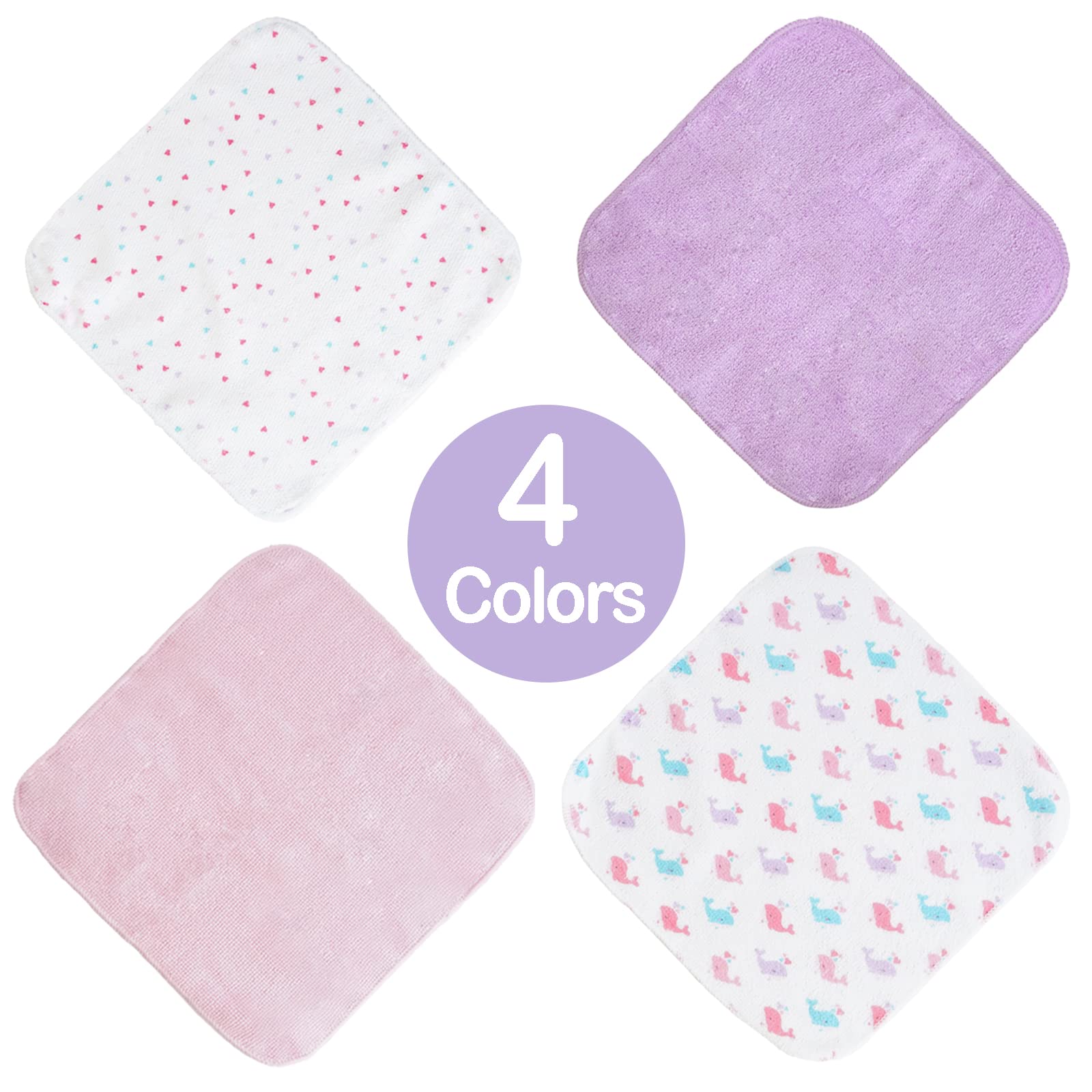 Pink Whale 9x9 Baby Washcloths