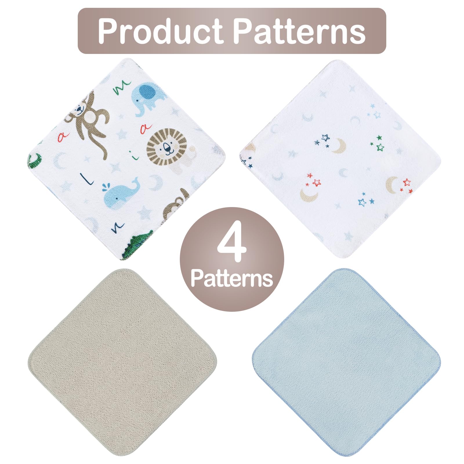 Animals 9x9 Baby Washcloths
