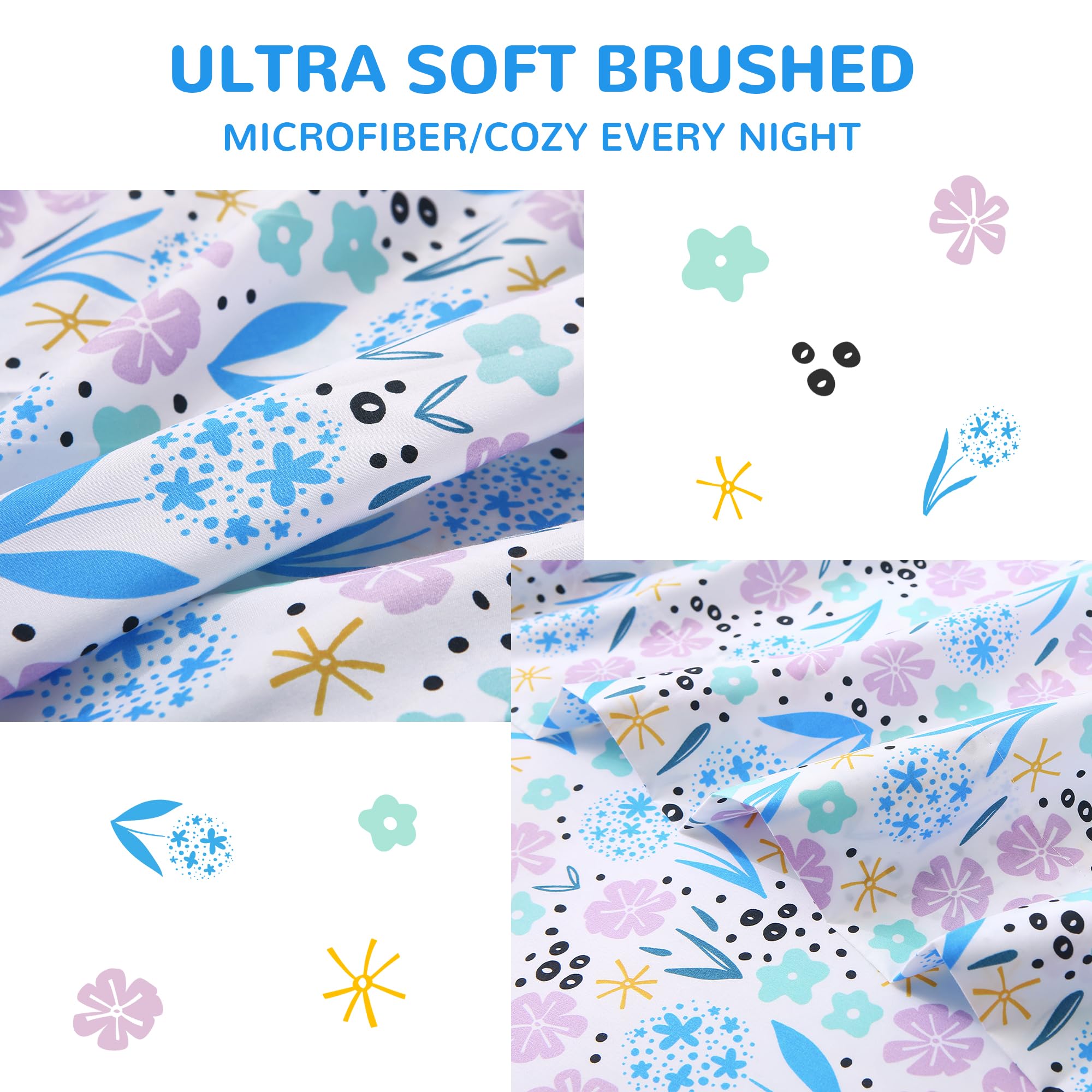 Purple Colorful Flower Kids Bed Sheet Set