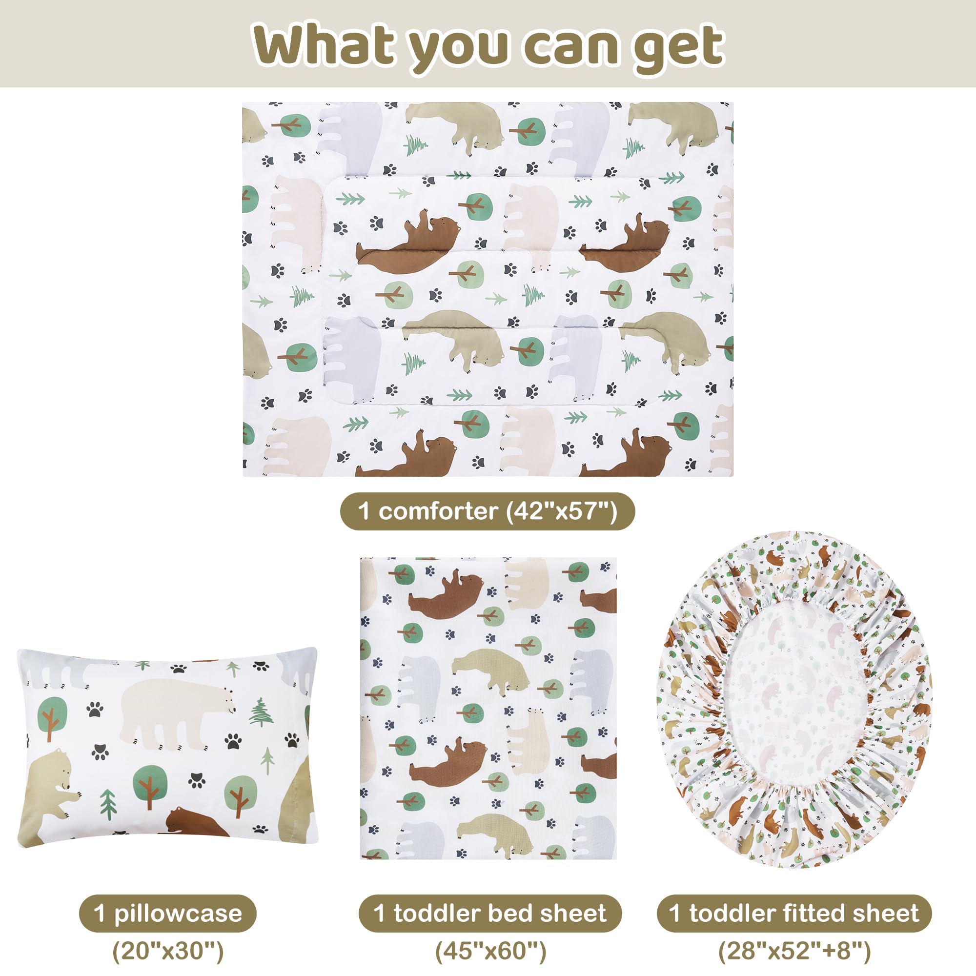 Forest Bear Comforter Set– 4 Piece