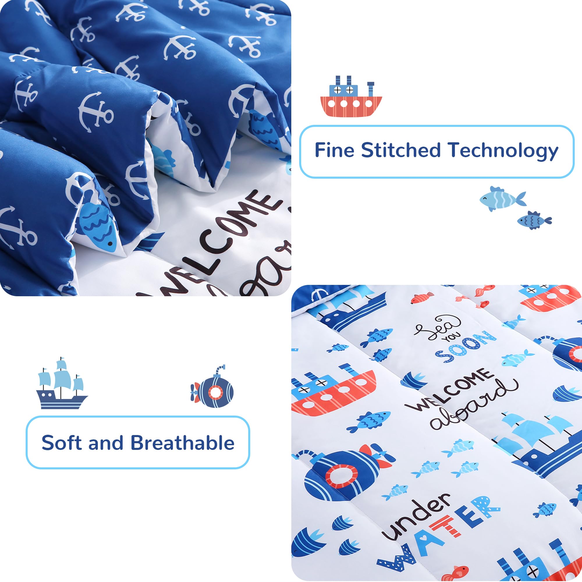 Ocean Navigation Kids Comforter Sets– 5 or 7 Piece Options