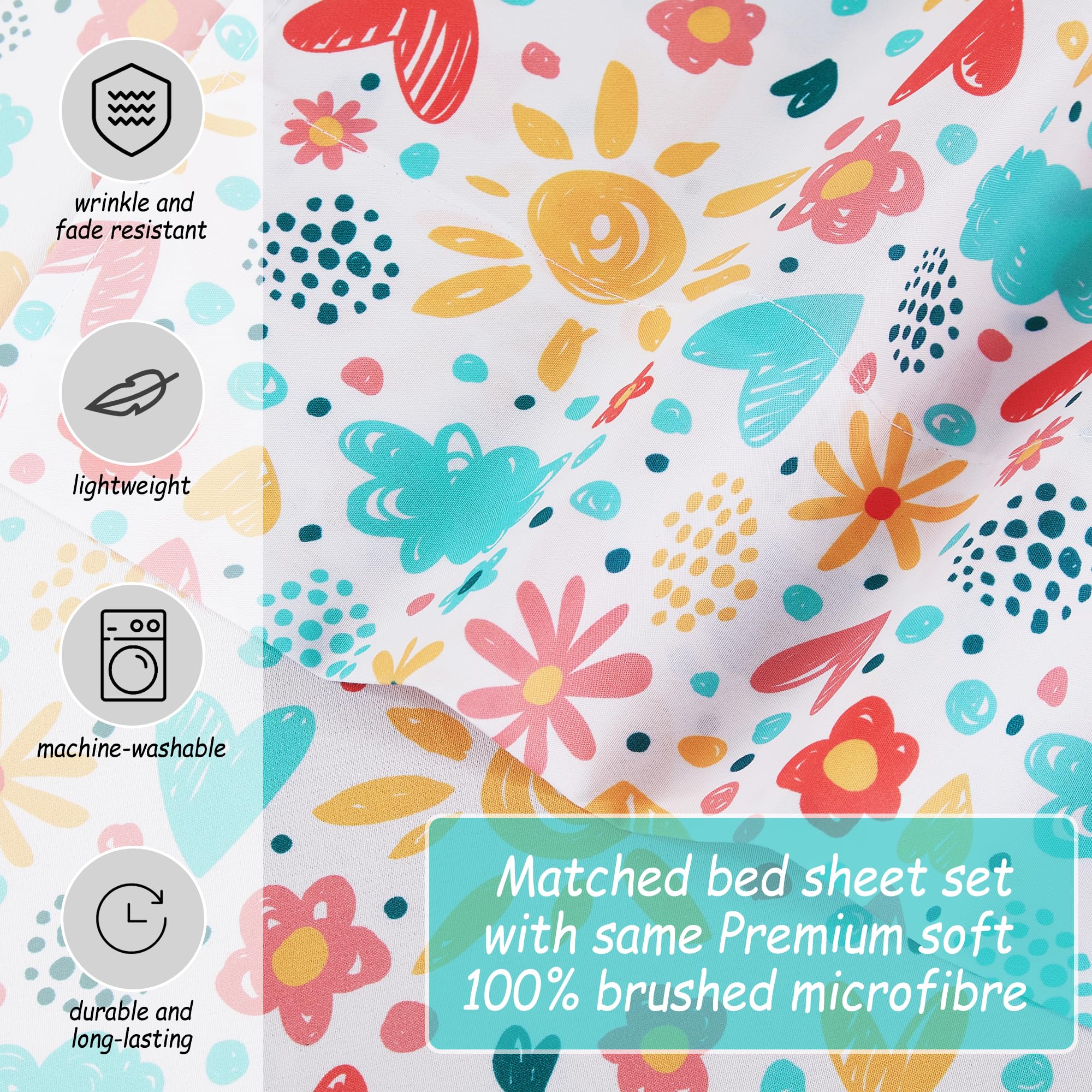 Colorful Flower Love Kids Bed Sheet Set