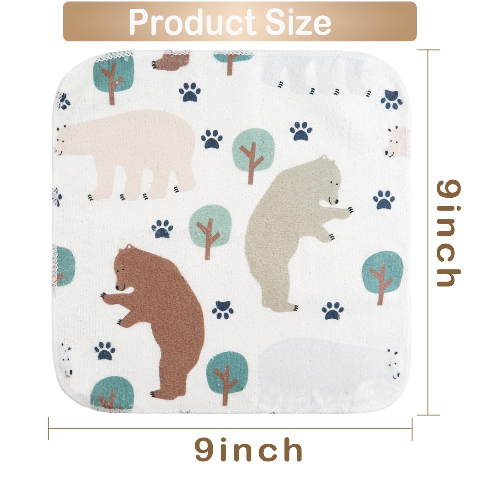 Bear 9x9 Baby Washcloths