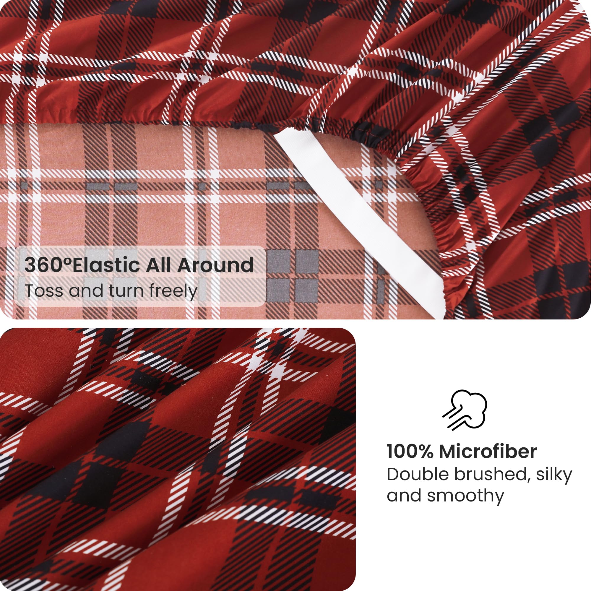 4 Piece Tartan Plaid Bed Sheet Set