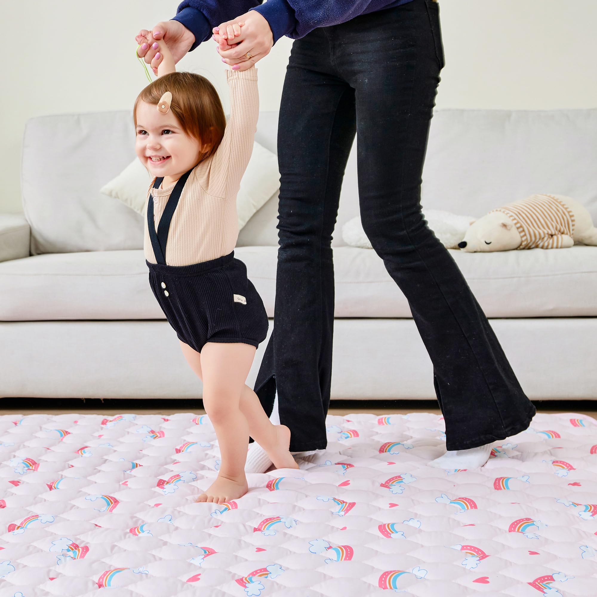 Pink Rainbow Baby Play Mat 50 x 50