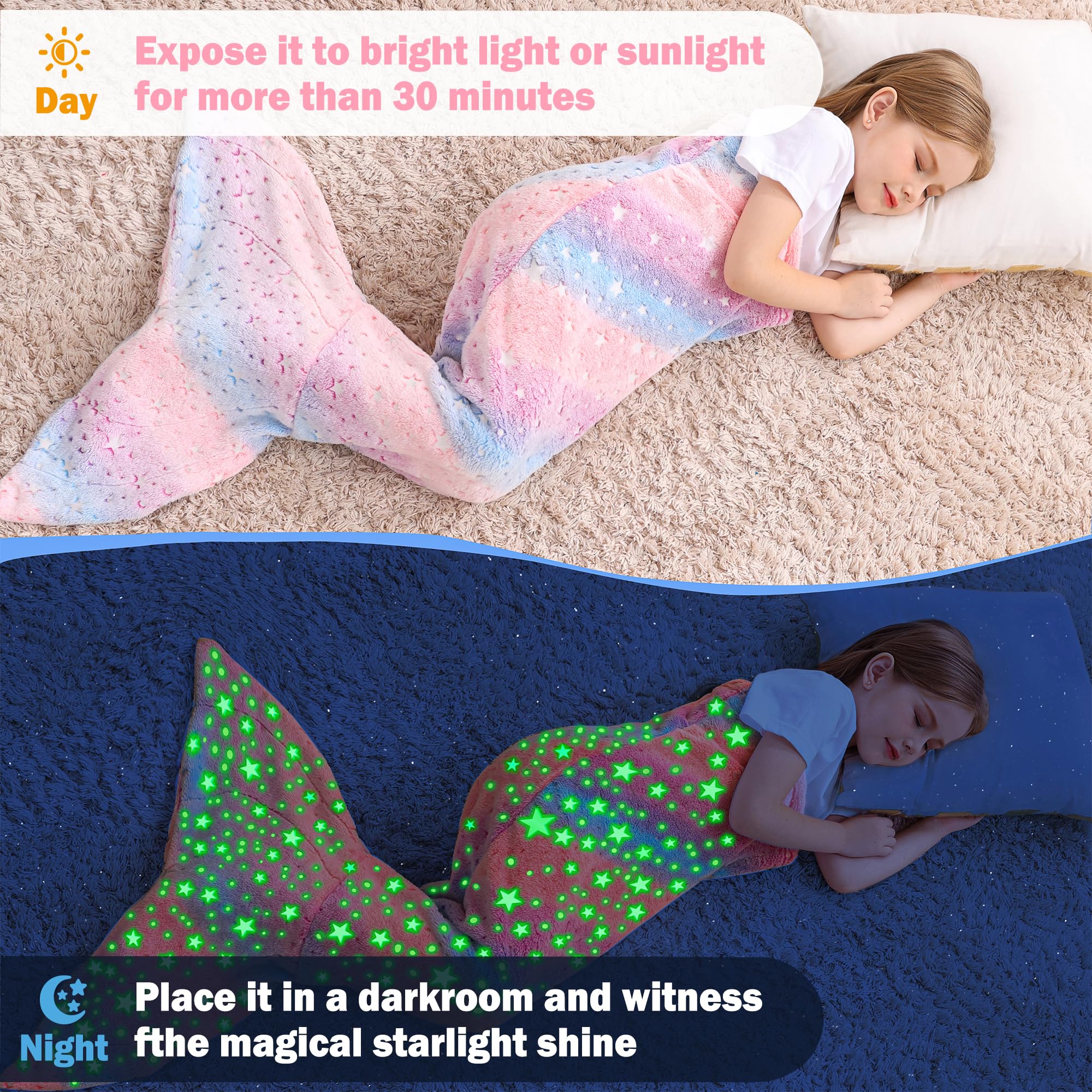 Multicolor Star Multicolor Star Kids Mermaid Tail Blanket
