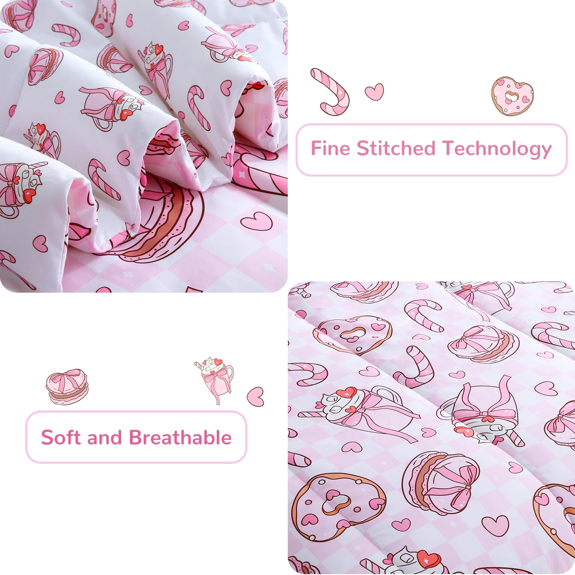 Pink Dessert Cake Kids Comforter Sets– 5 or 7 Piece Options