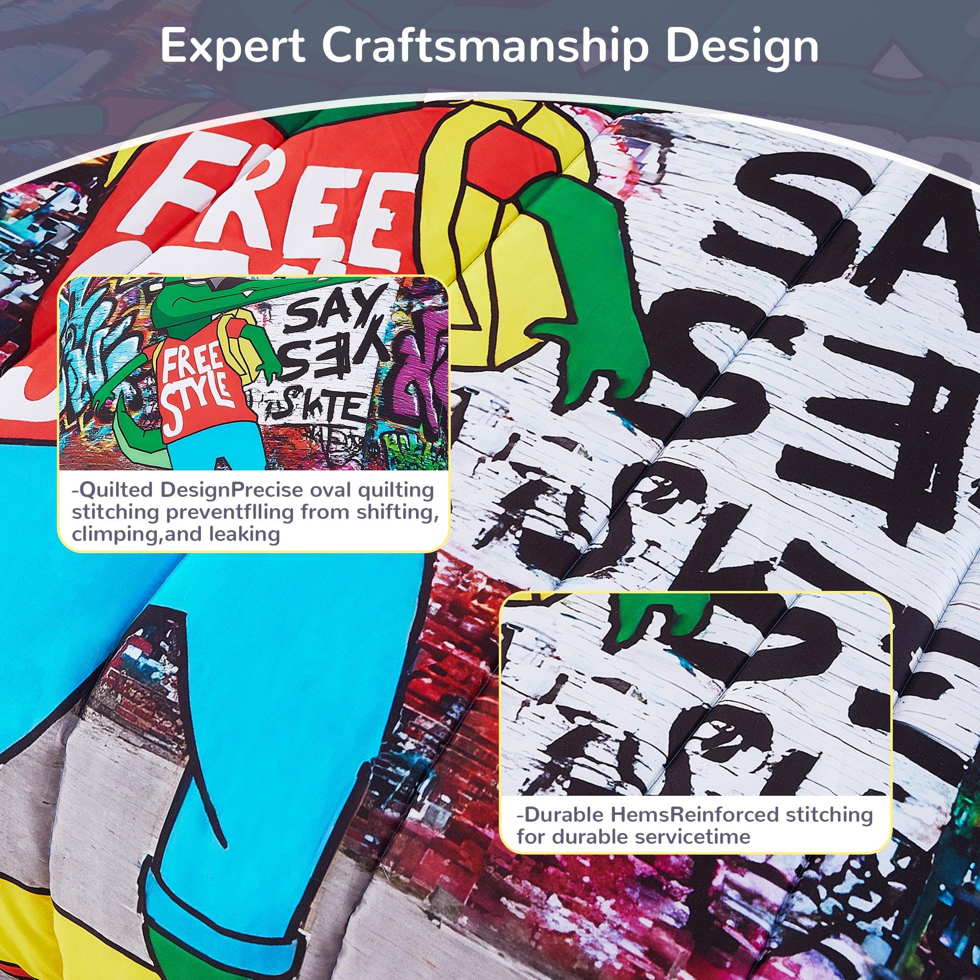 Cool Croc Skateboarder Kids Comforter Sets– 5 or 7 Piece Options