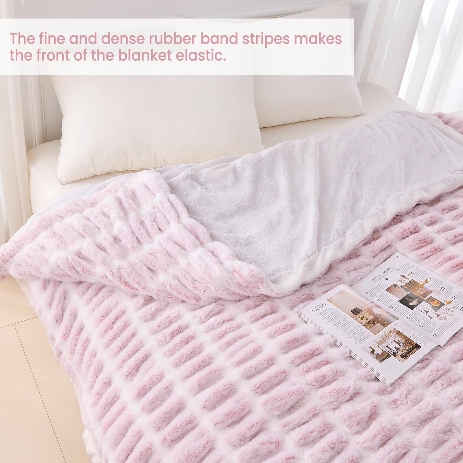 Light Pink Warm Fuzzy Faux Fur Blanket