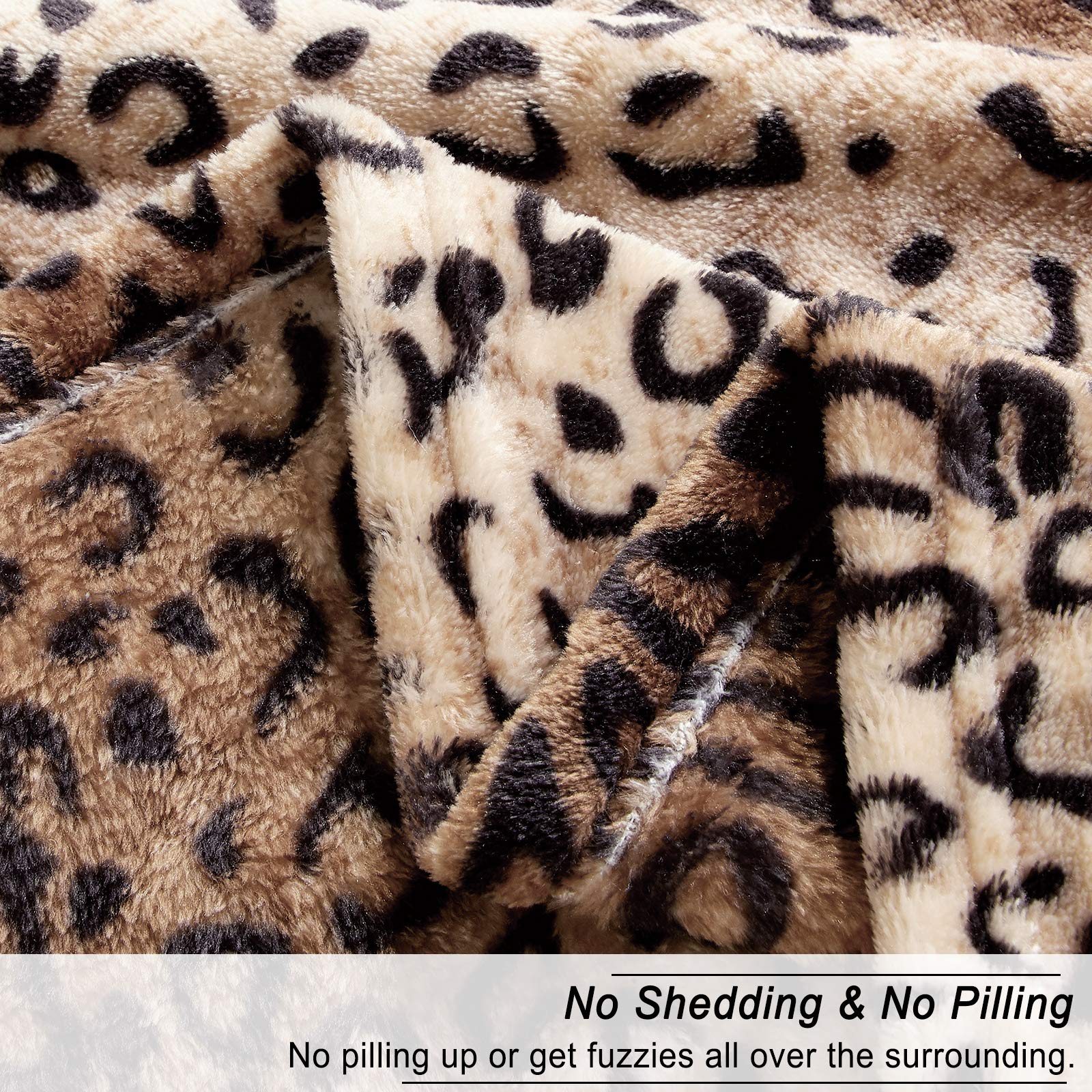 Flannel Fleece Throw , Lightweight Blanket for Couch, Super Soft Cozy Warm, Leopard Print